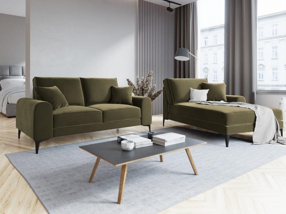 Sofa aksamitna 2-osobowa MADARA zielony z czarną podstawą Mazzini Sofas Eye on Design