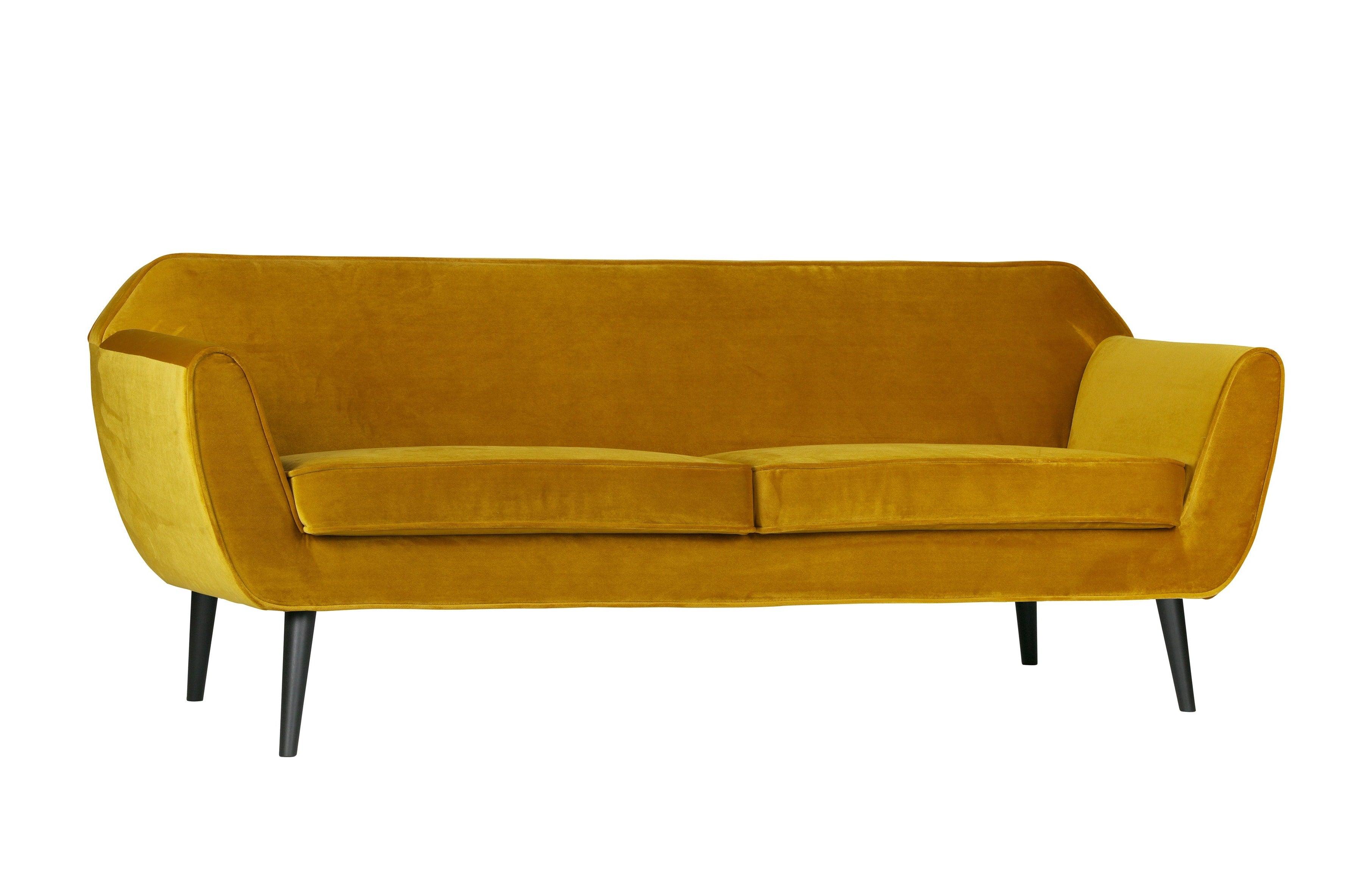 Sofa aksamitna 2,5-osobowa ROCCO musztardowy Woood Eye on Design