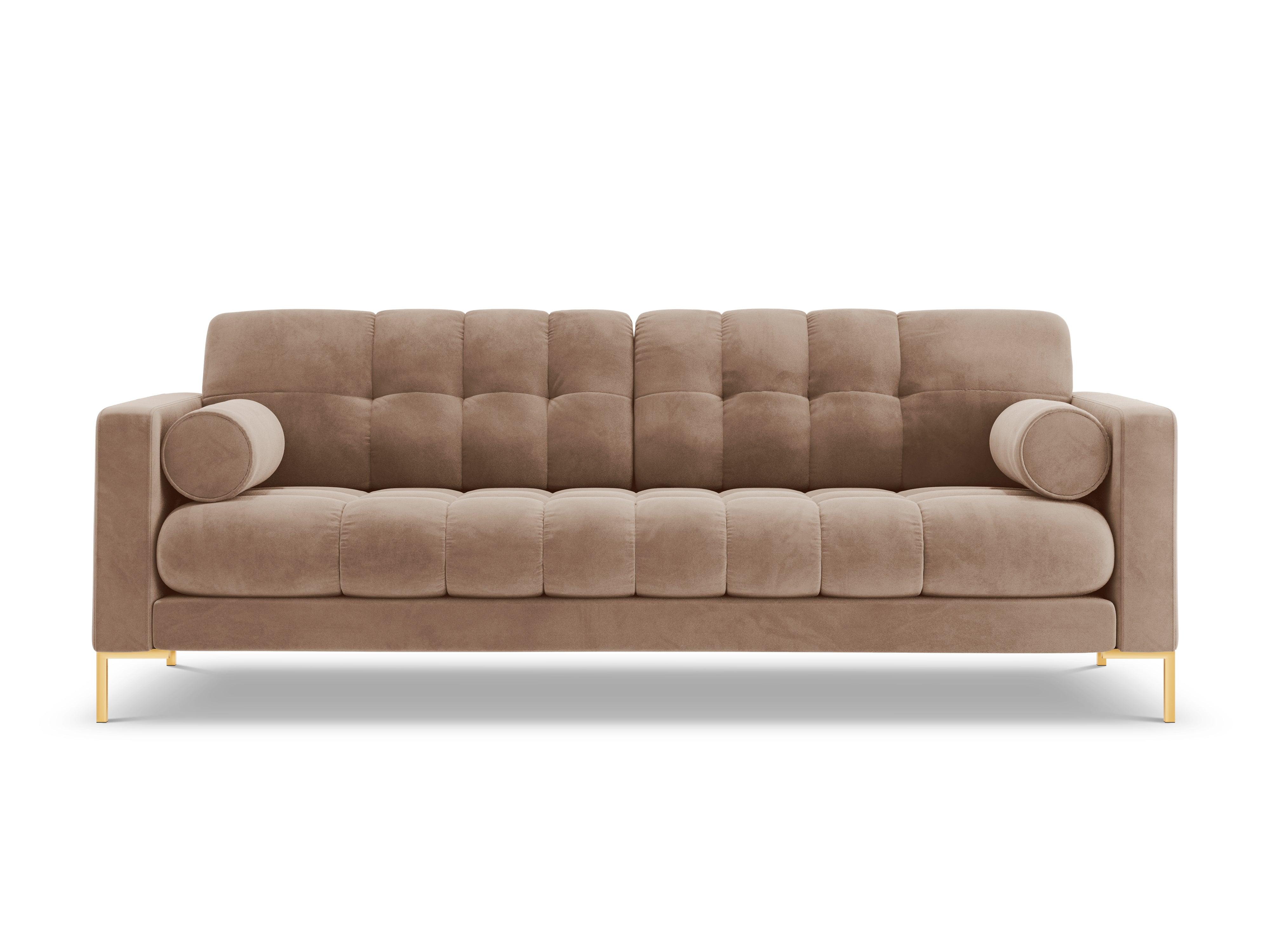Sofa aksamitna 3-osobowa BALI beżowy ze złotą podstawą Cosmopolitan Design Eye on Design