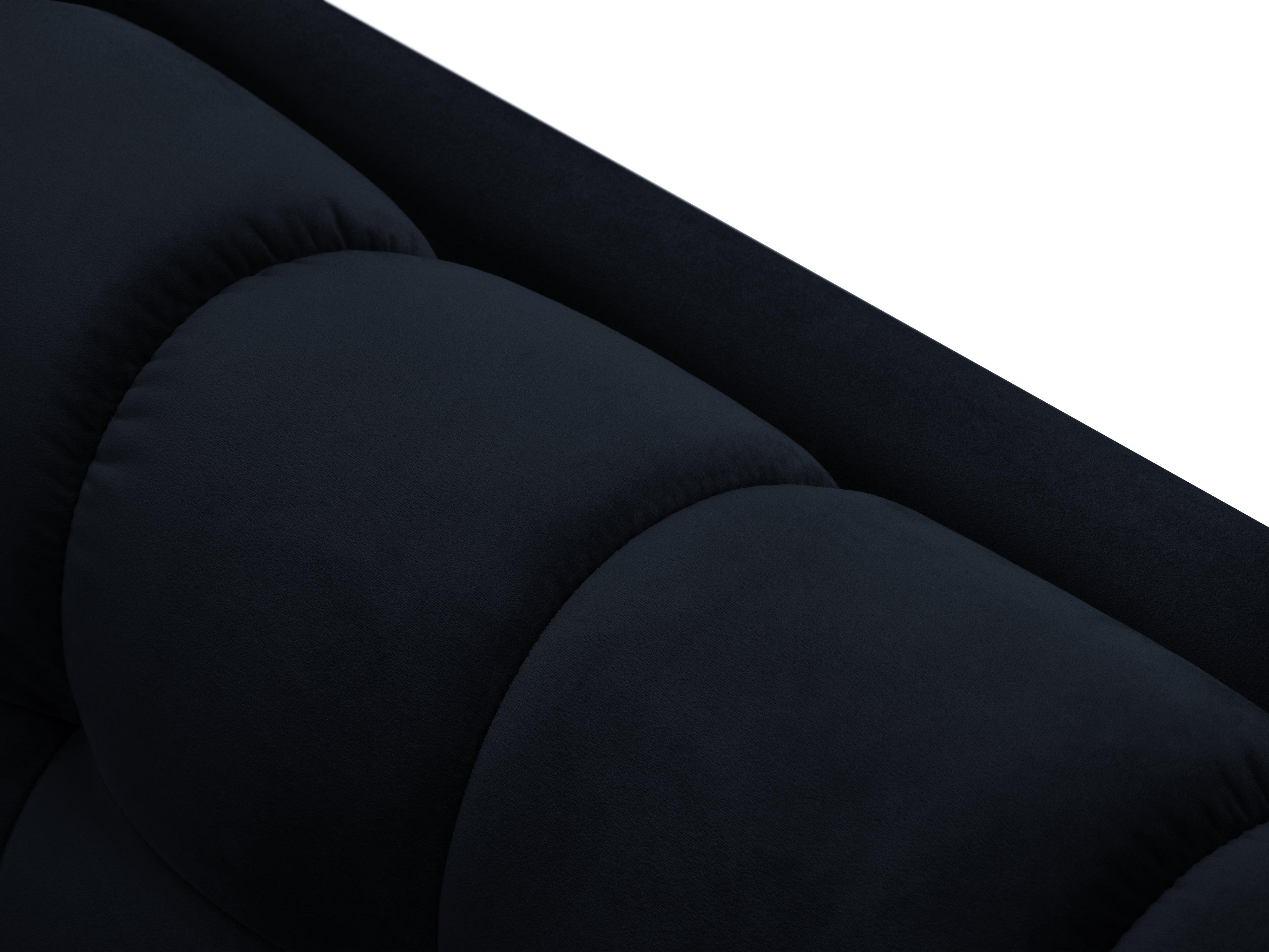 Sofa aksamitna 3-osobowa BALI ciemnoniebieski z czarną podstawą Cosmopolitan Design Eye on Design