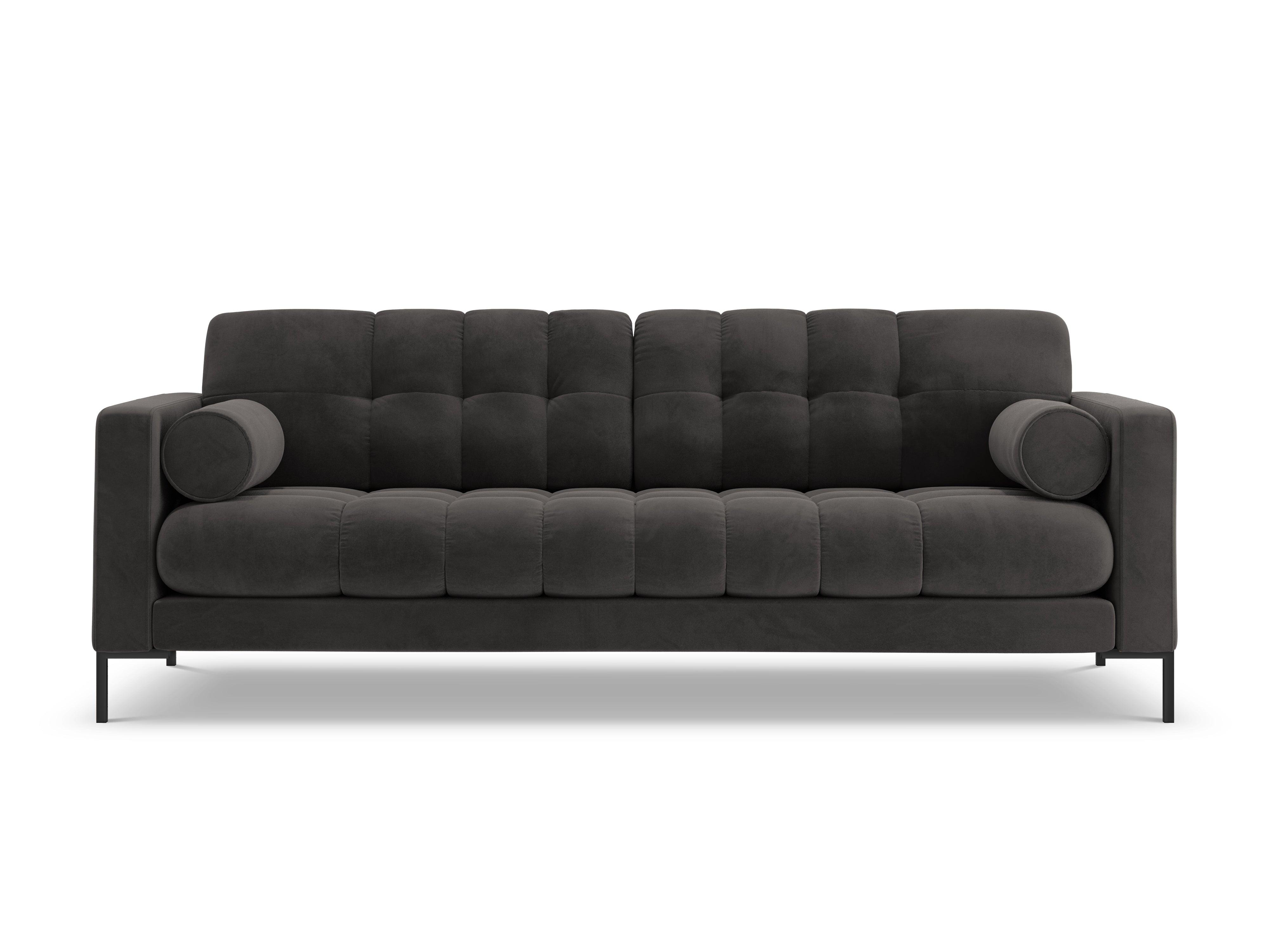 Sofa aksamitna 3-osobowa BALI ciemnoszary z czarną podstawą Cosmopolitan Design Eye on Design