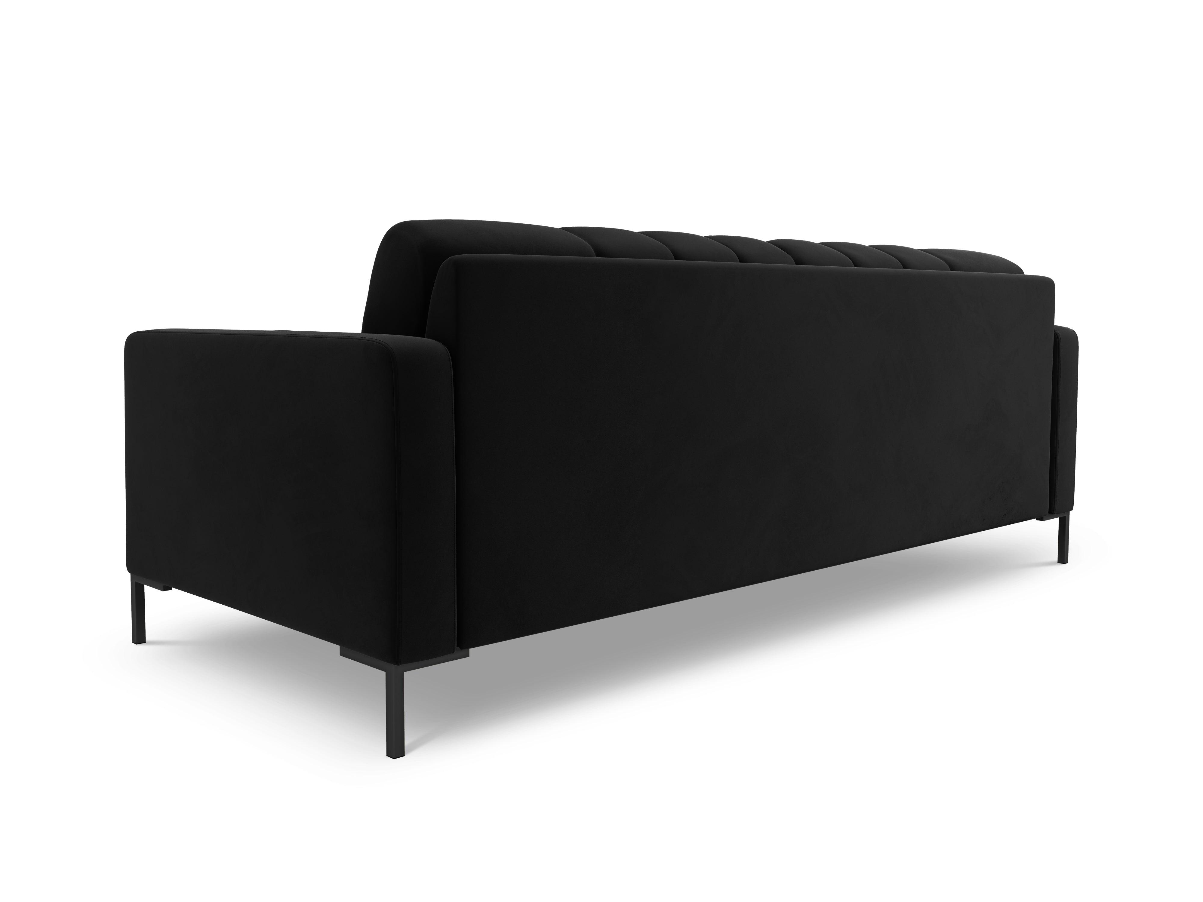 Sofa aksamitna 3-osobowa BALI czarny z czarną podstawą Cosmopolitan Design Eye on Design