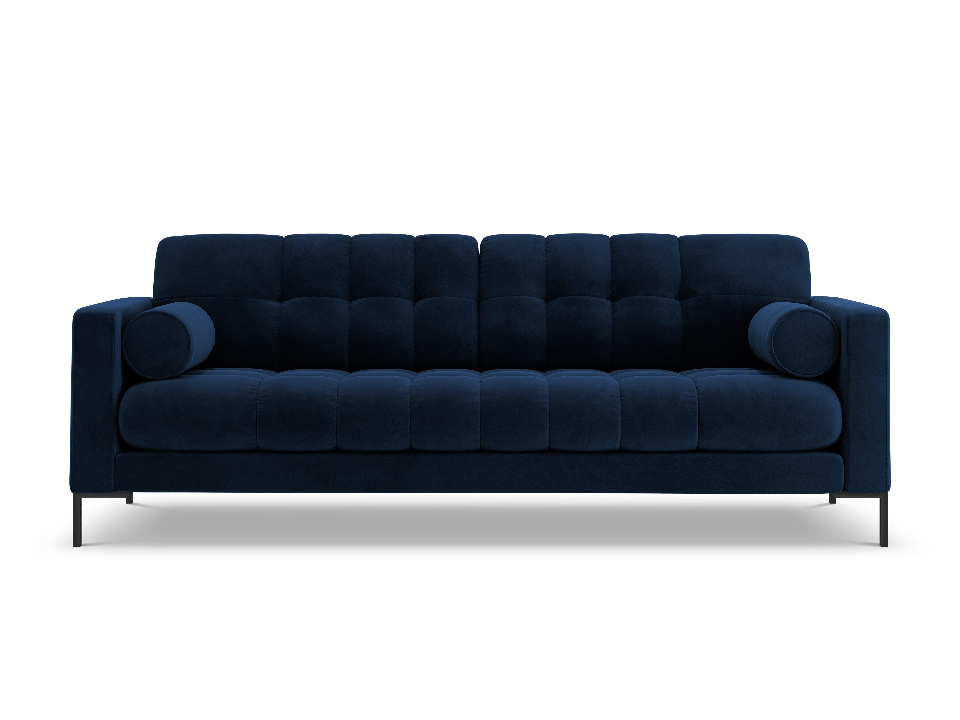 Sofa aksamitna 3-osobowa BALI granat królewski z czarną podstawą Cosmopolitan Design Eye on Design