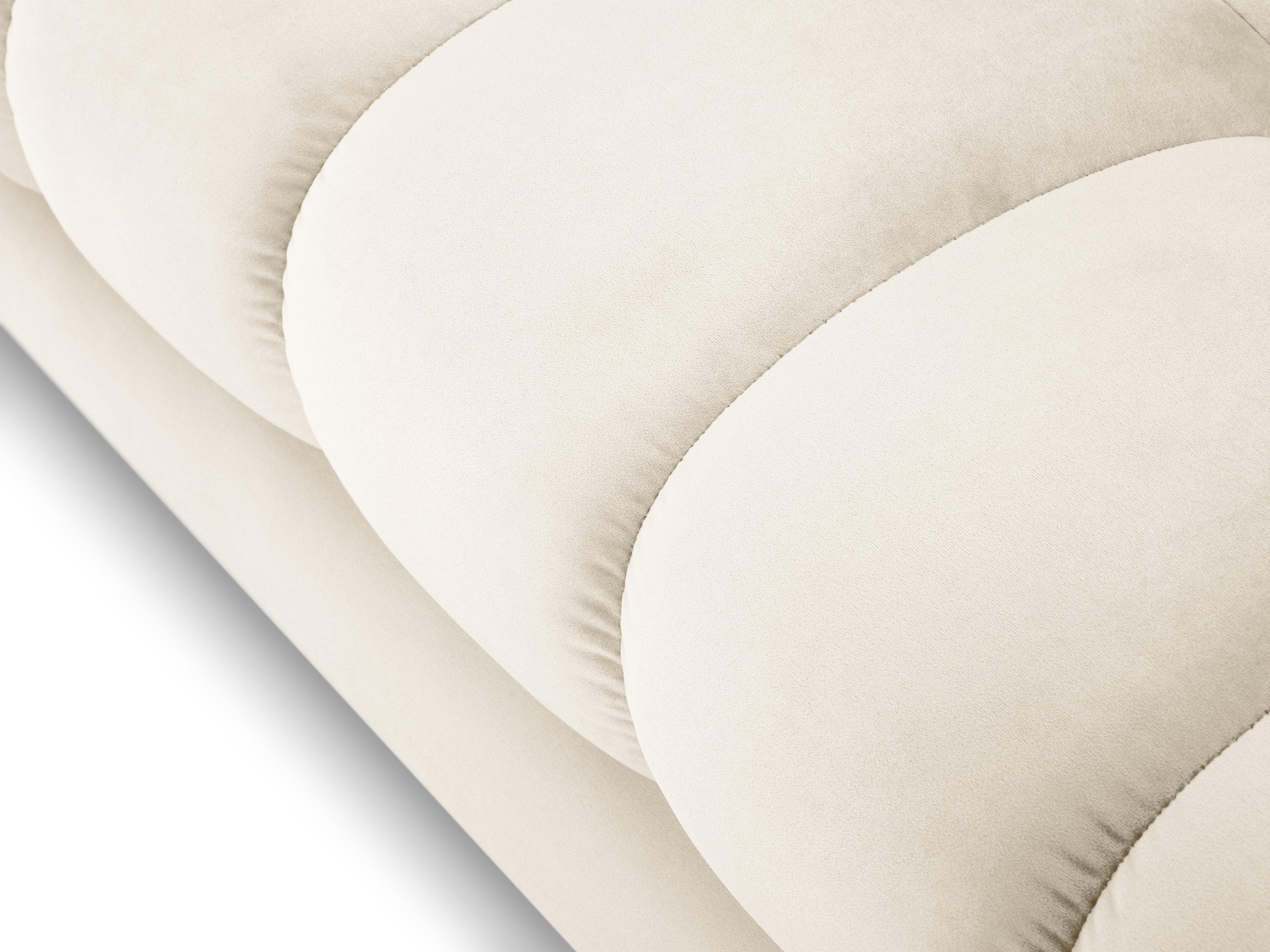 Sofa aksamitna 3-osobowa BALI jasnobeżowy z czarną podstawą Cosmopolitan Design Eye on Design