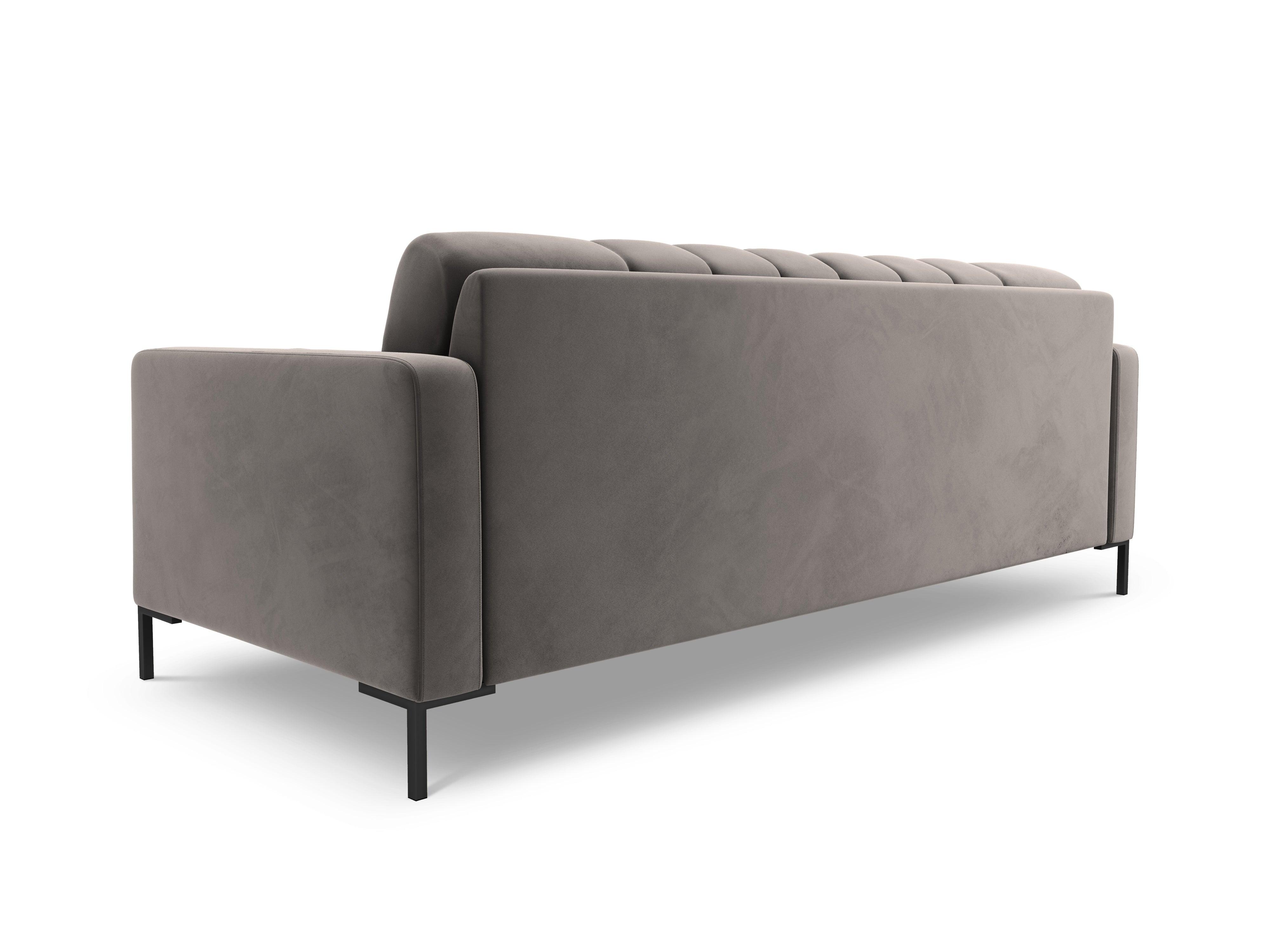 Sofa aksamitna 3-osobowa BALI jasnoszary z czarną podstawą Cosmopolitan Design Eye on Design
