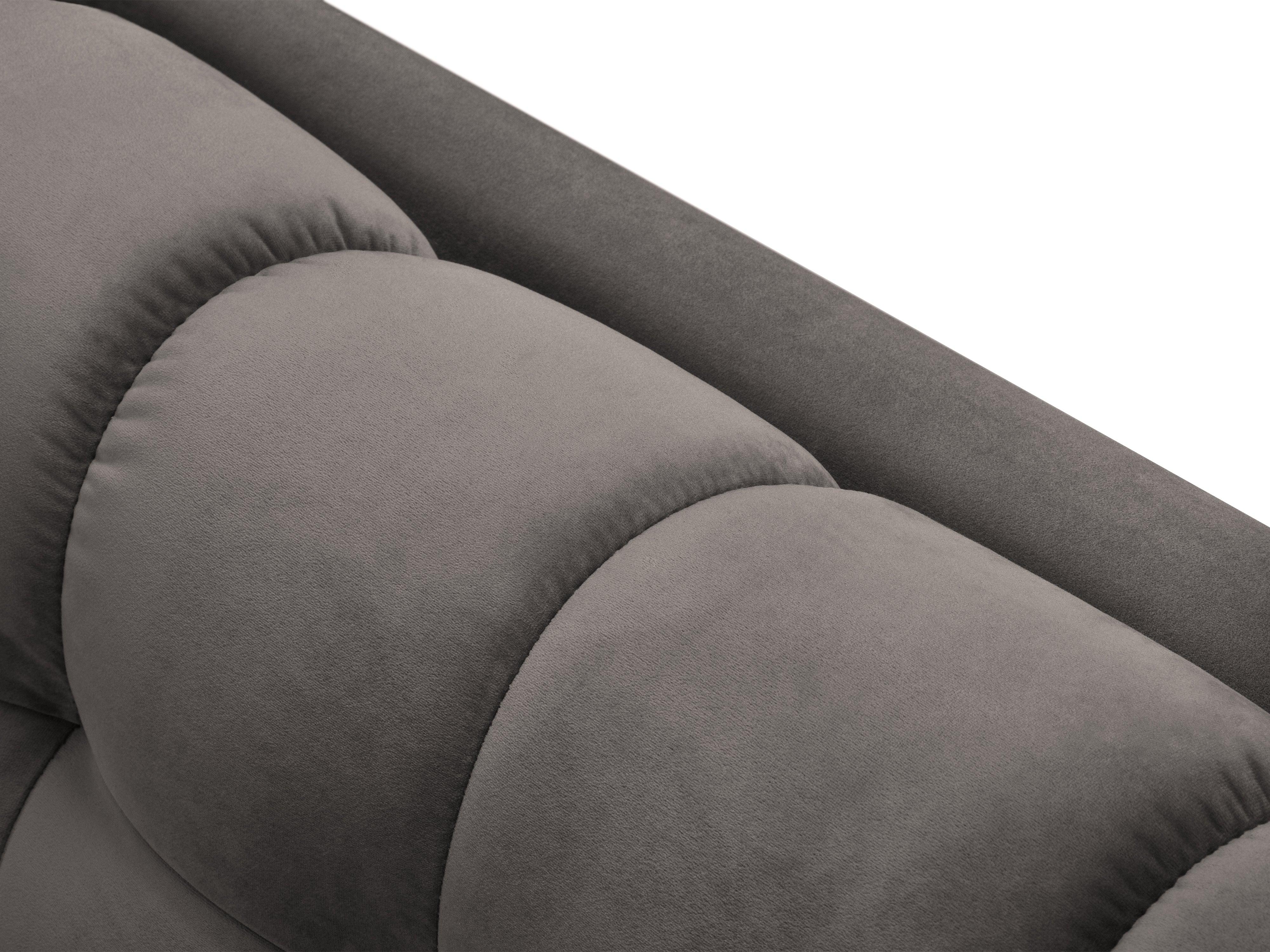 Sofa aksamitna 3-osobowa BALI jasnoszary ze złotą podstawą Cosmopolitan Design Eye on Design