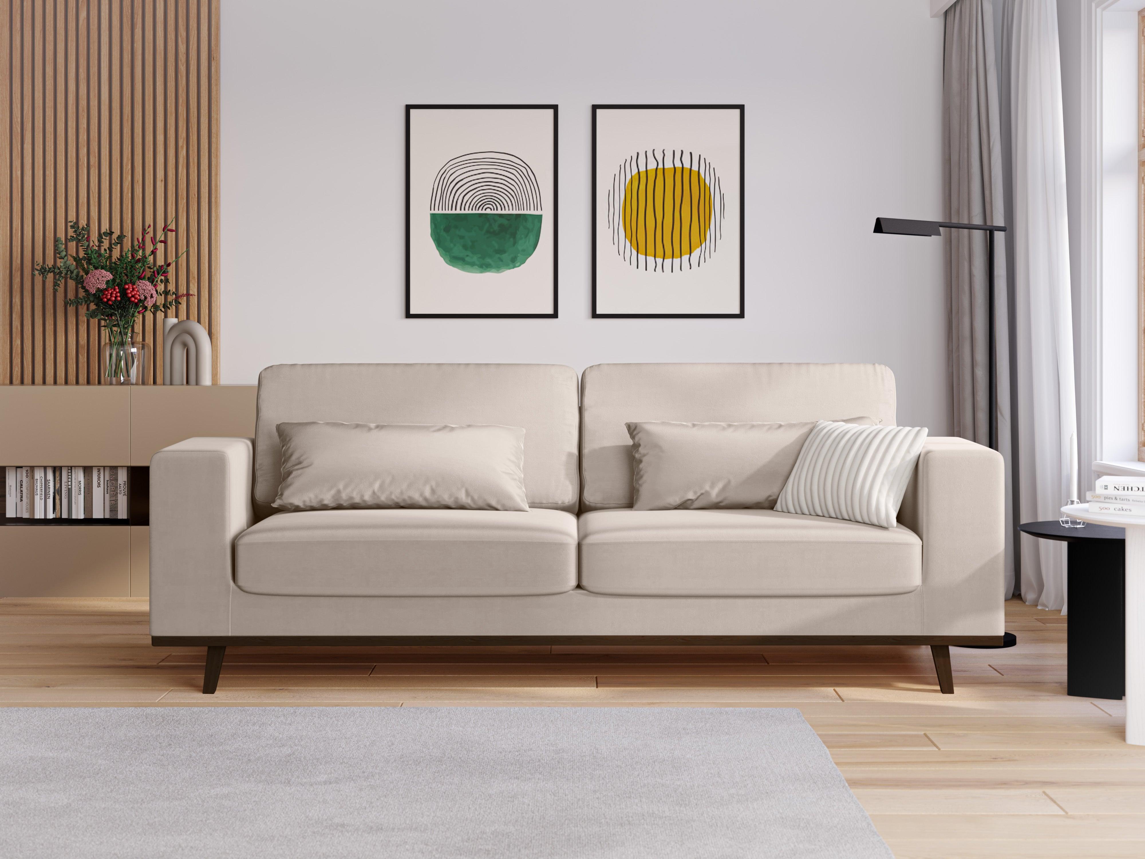 Sofa aksamitna 3-osobowa HEBE beżowy Mazzini Sofas Eye on Design