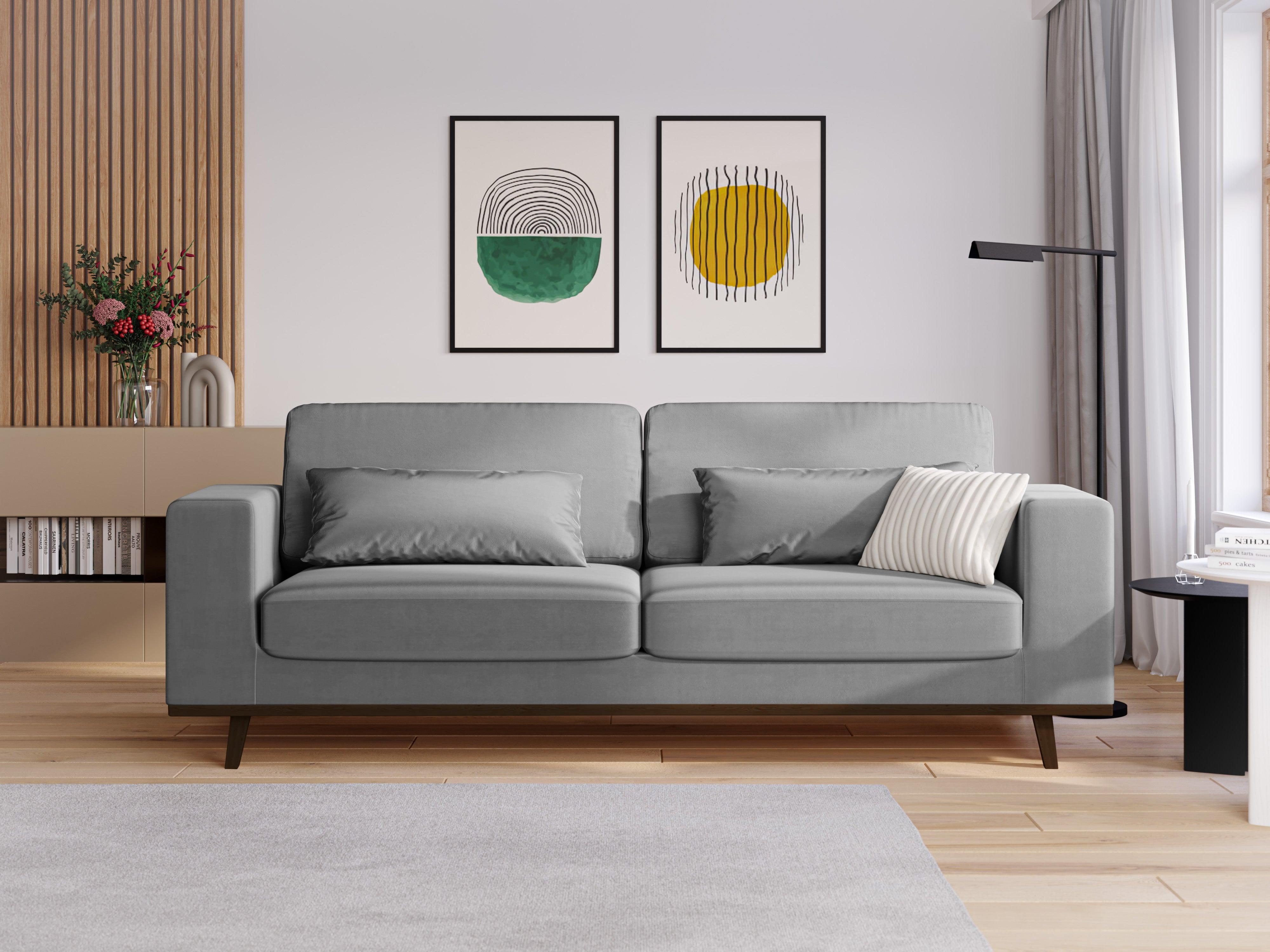 Sofa aksamitna 3-osobowa HEBE szary Mazzini Sofas Eye on Design