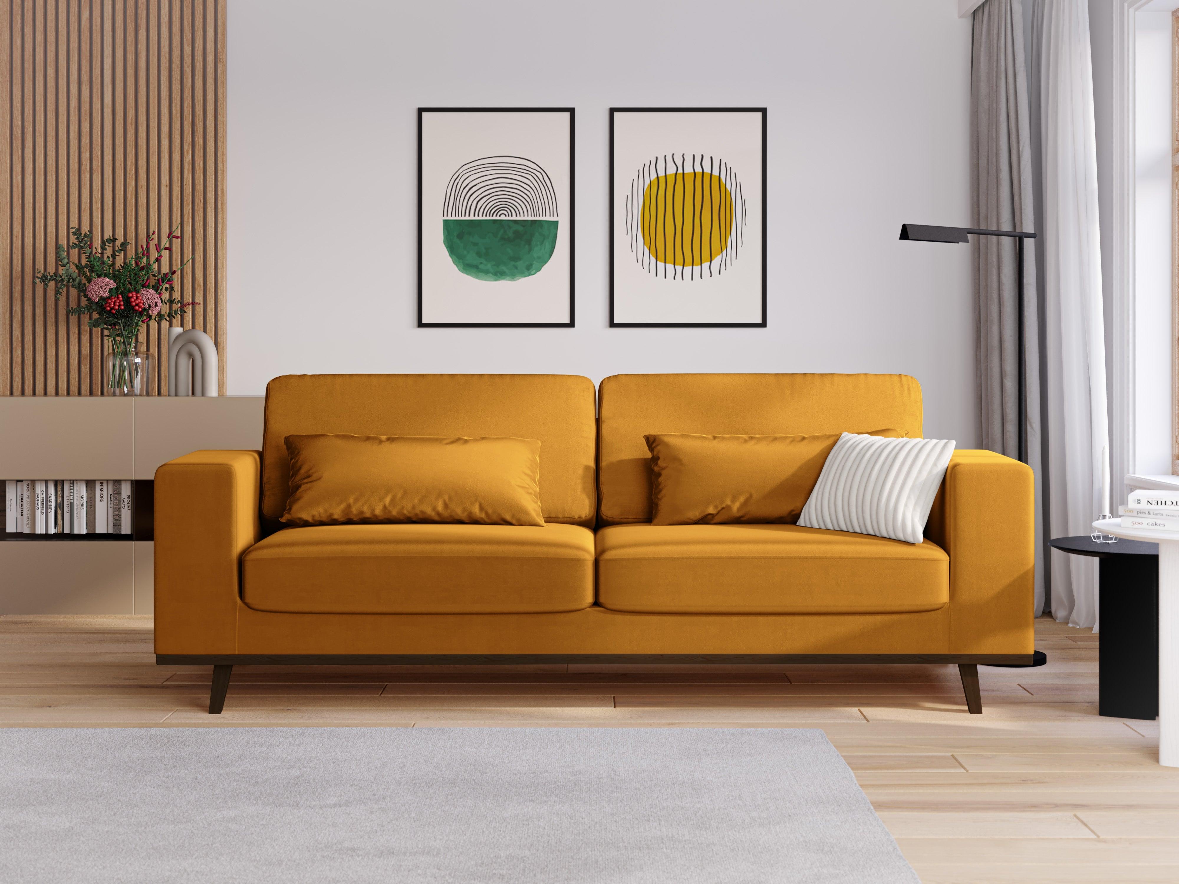 Sofa aksamitna 3-osobowa HEBE żółty Mazzini Sofas Eye on Design
