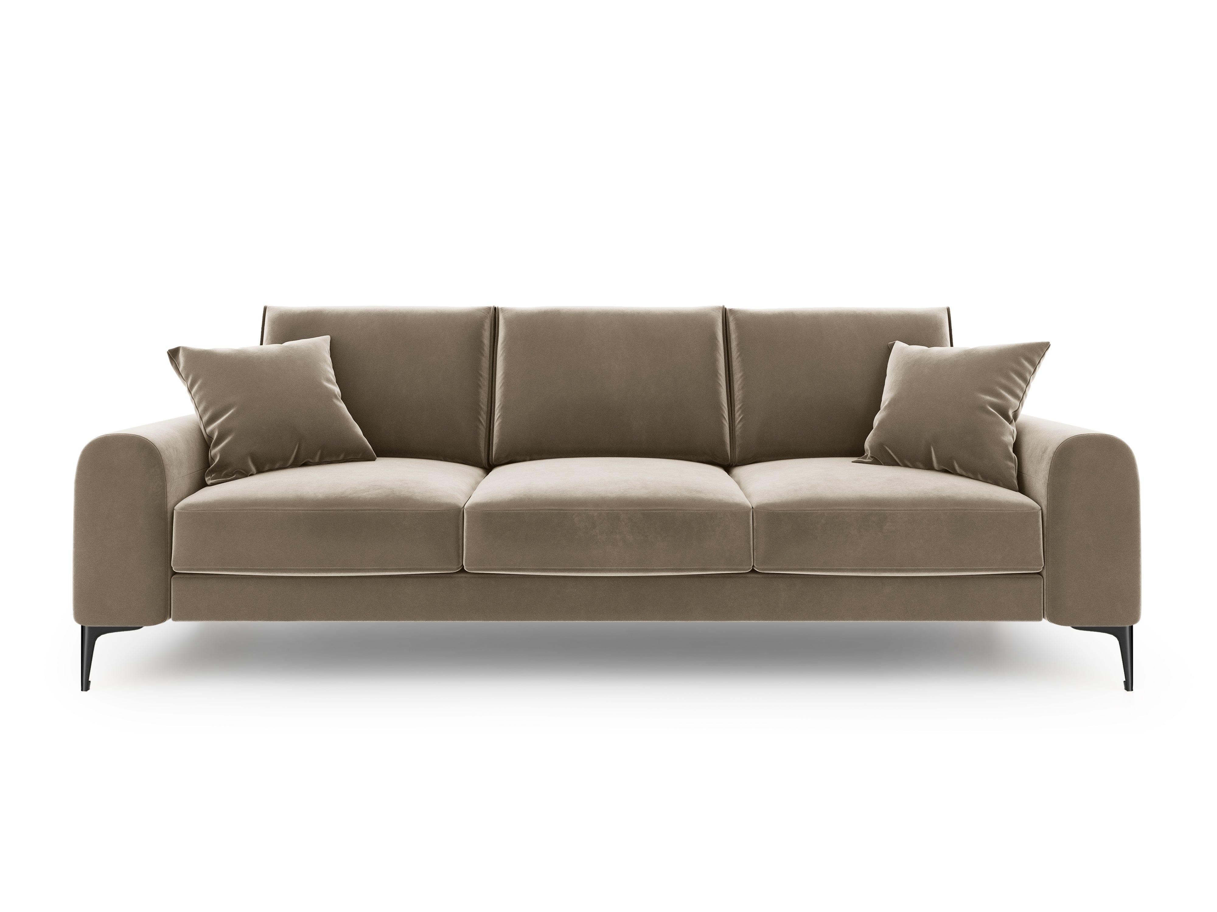 Sofa aksamitna 3-osobowa MADARA cappuccino z czarną podstawą Mazzini Sofas Eye on Design