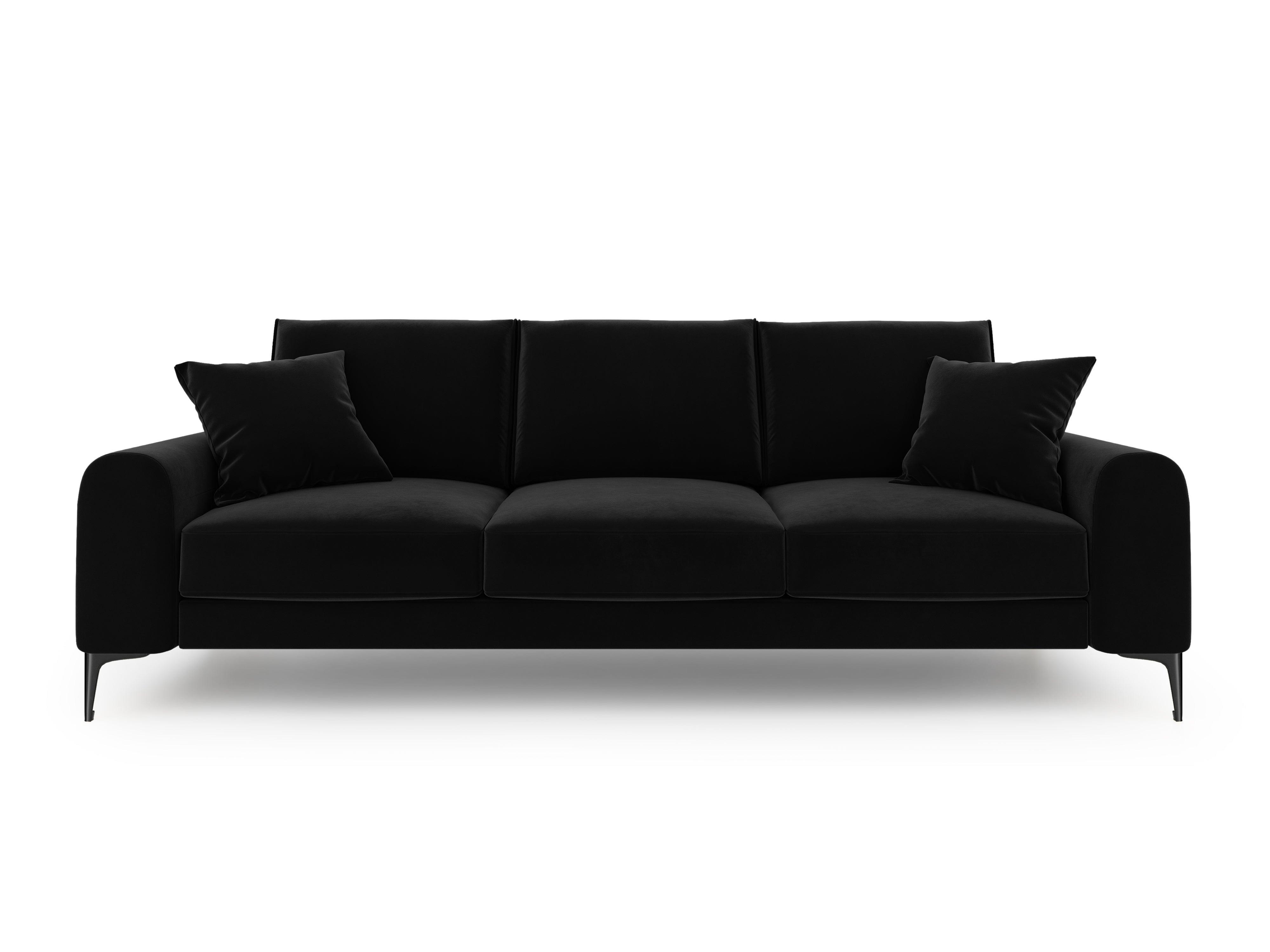 Sofa aksamitna 3-osobowa MADARA czarny z czarną podstawą Mazzini Sofas Eye on Design