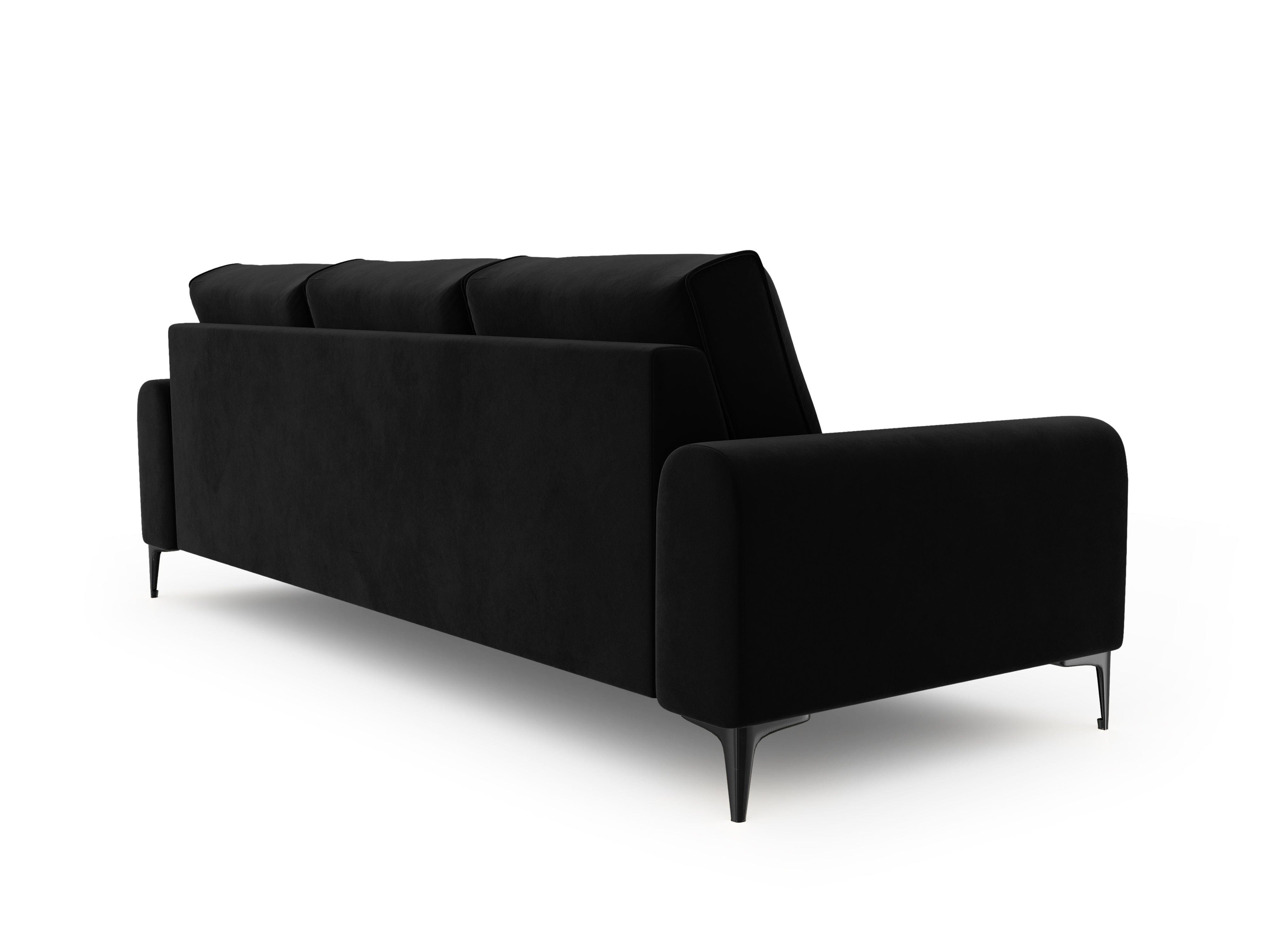 Sofa aksamitna 3-osobowa MADARA czarny z czarną podstawą Mazzini Sofas Eye on Design