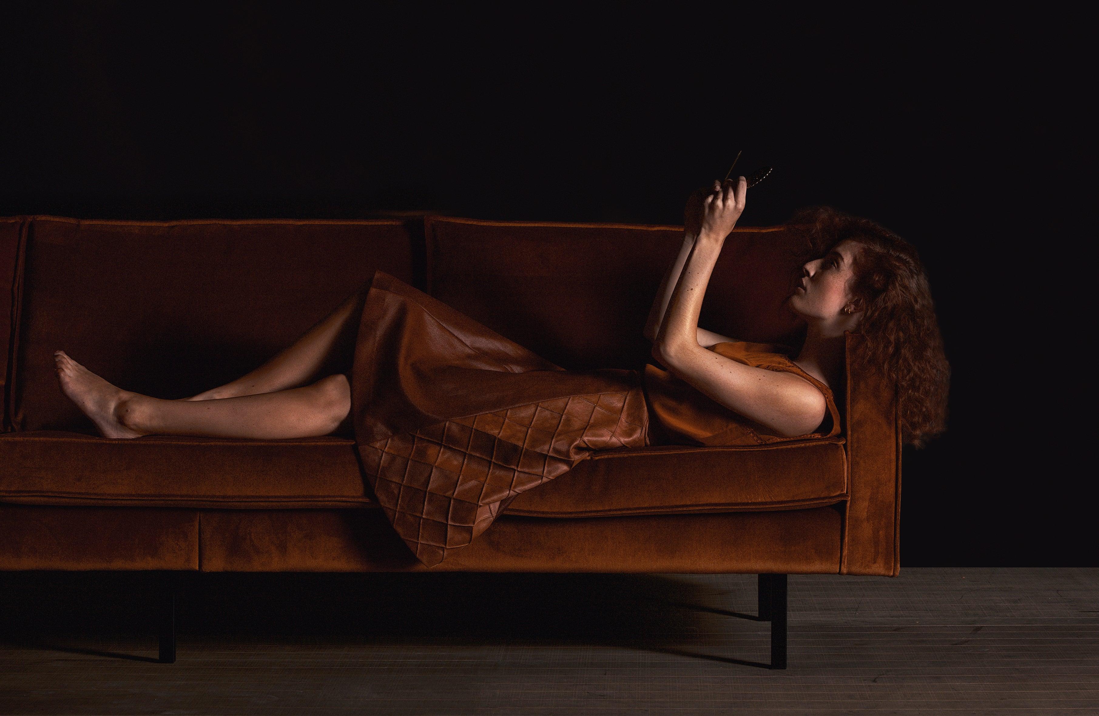 Sofa aksamitna 3-osobowa RODEO rdzawy Be Pure Eye on Design