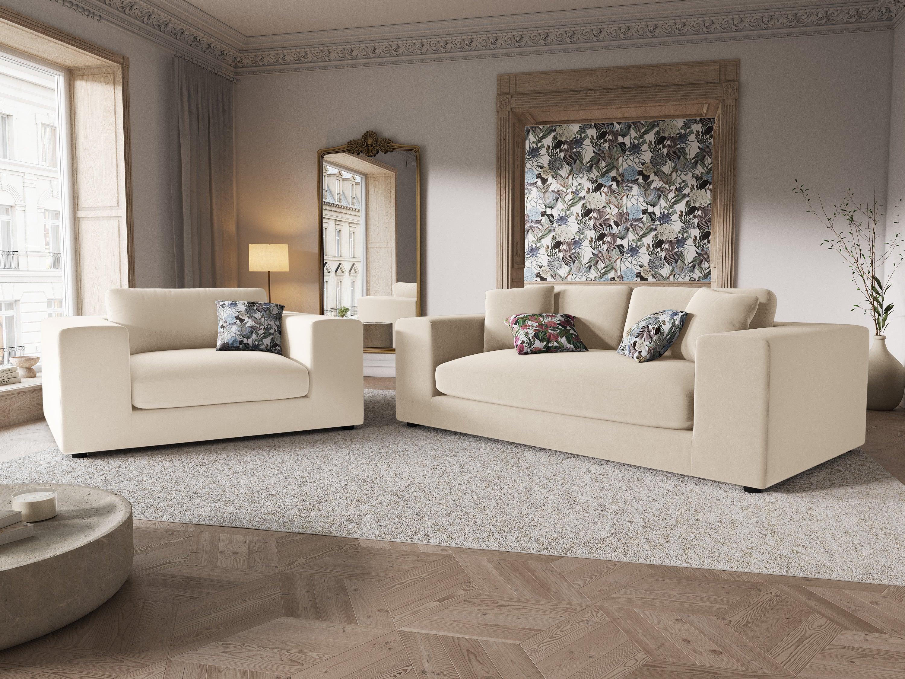 Sofa aksamitna 3-osobowa TENDANCE beżowy CXL by Christian Lacroix Eye on Design
