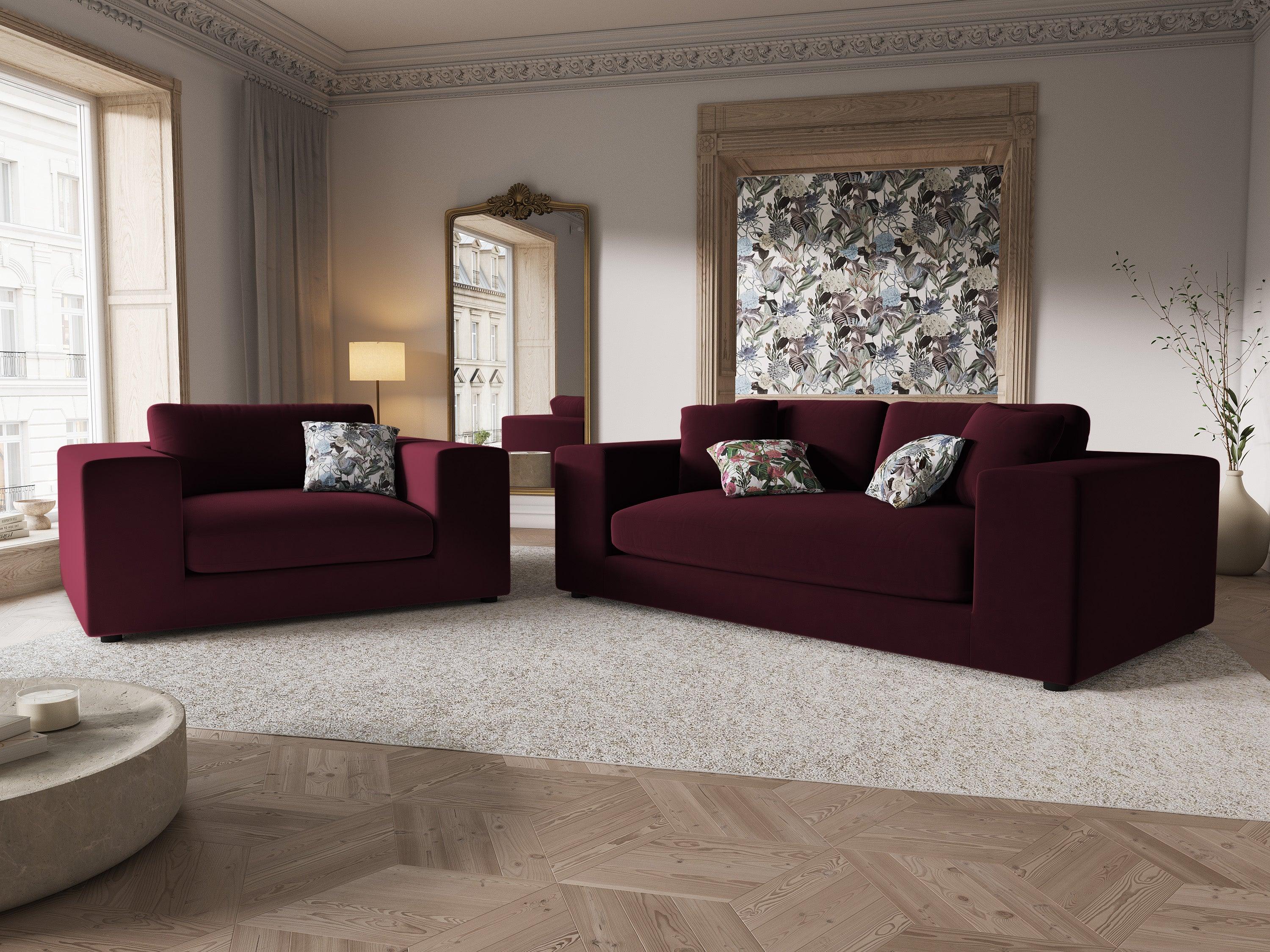 Sofa aksamitna 3-osobowa TENDANCE burgundowy CXL by Christian Lacroix Eye on Design