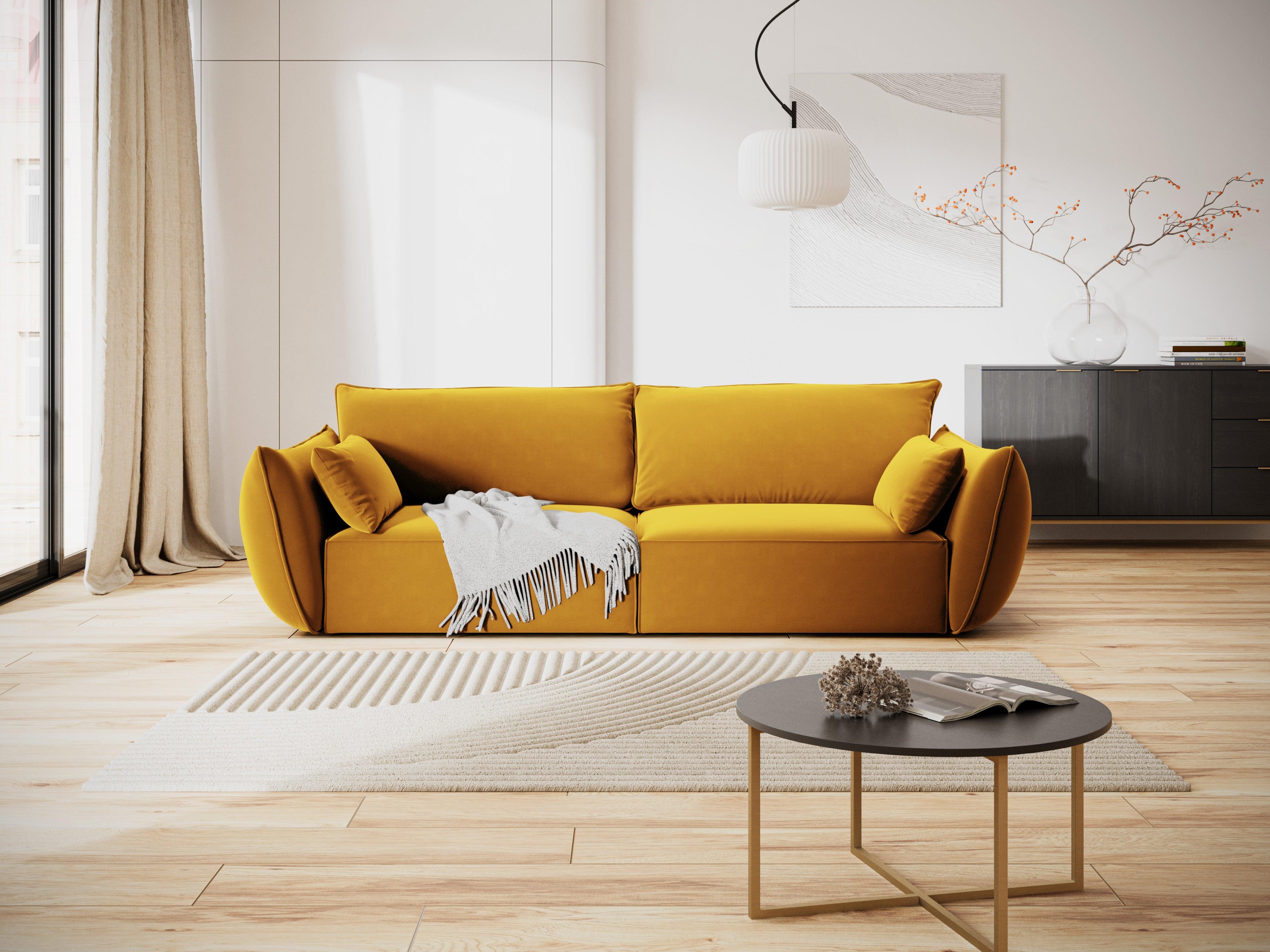 Sofa aksamitna 3-osobowa VANDA musztardowy Mazzini Sofas Eye on Design