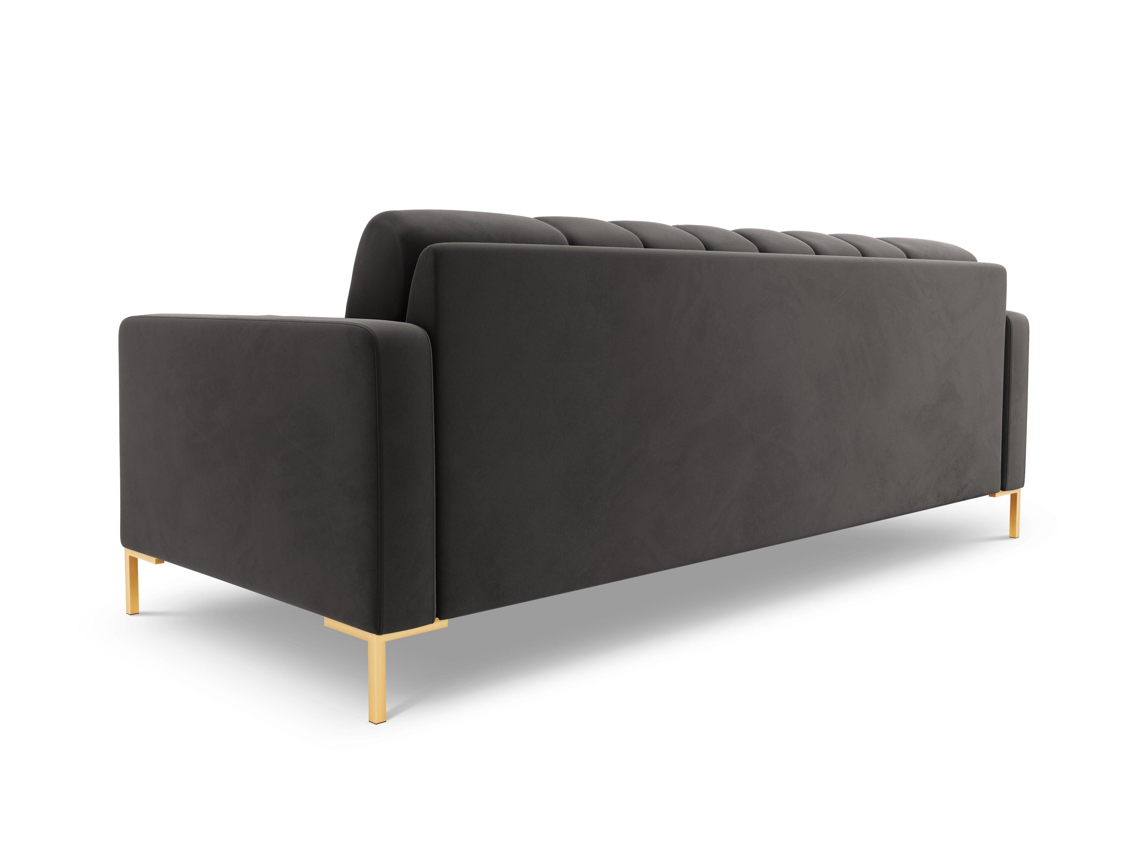 Sofa aksamitna 4-osobowa BALI ciemnoszary ze złotą podstawą Cosmopolitan Design Eye on Design