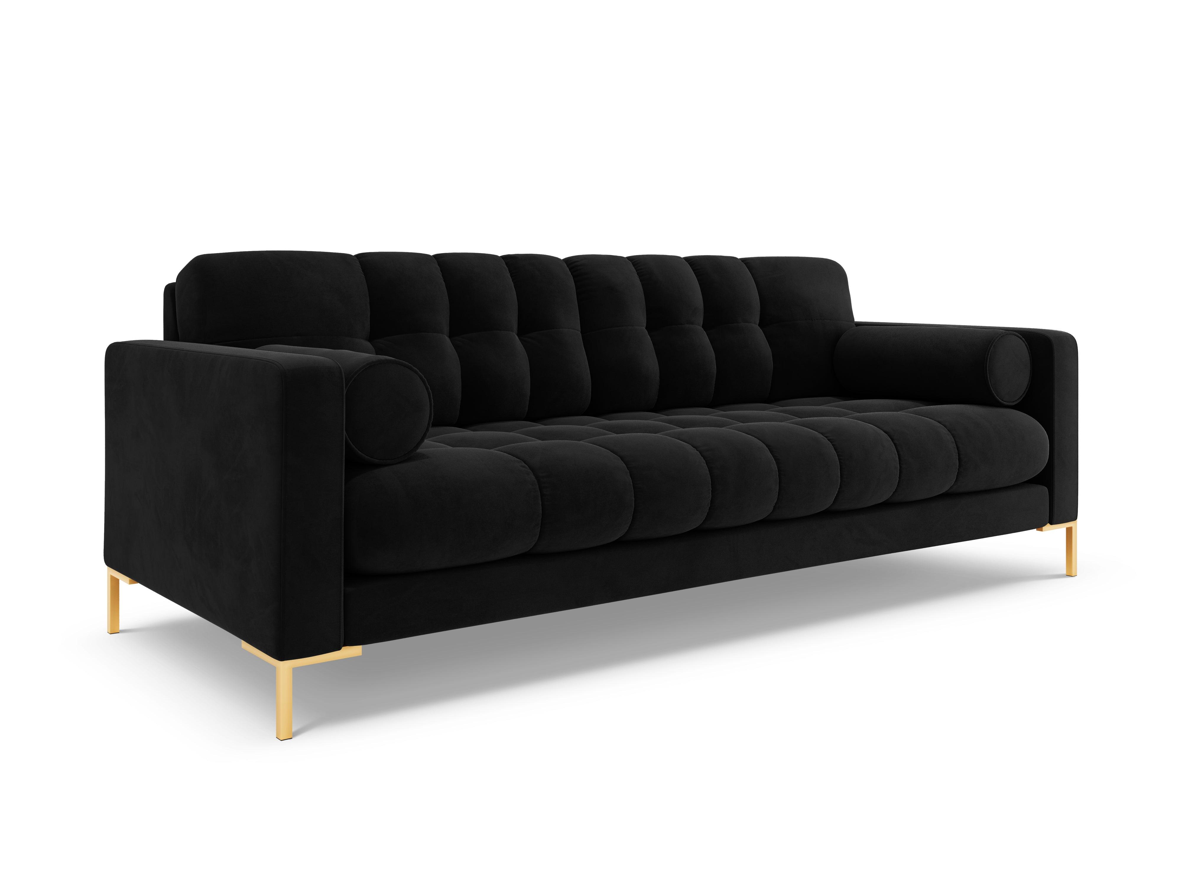 Sofa aksamitna 4-osobowa BALI czarny ze złotą podstawą Cosmopolitan Design Eye on Design