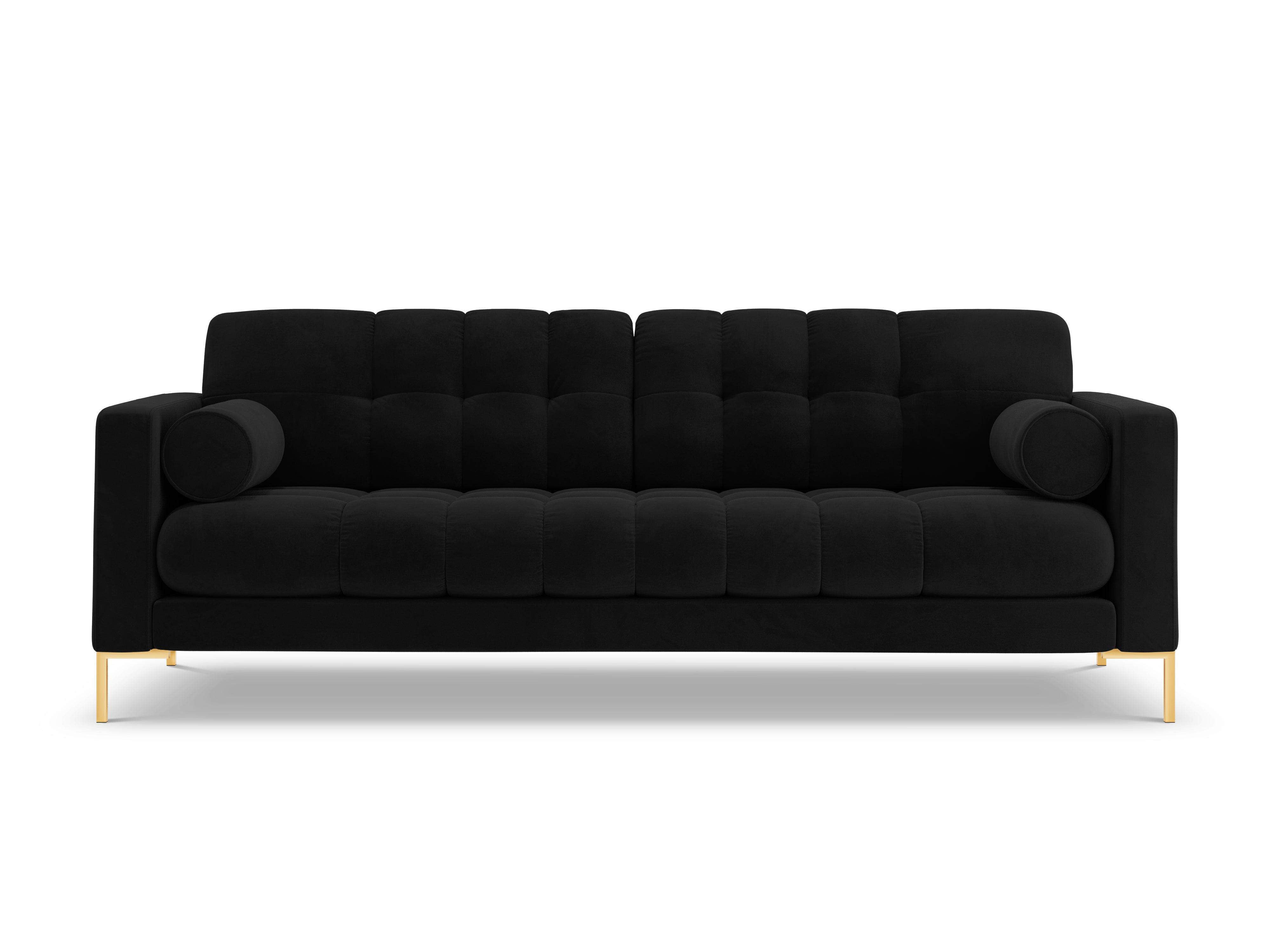 Sofa aksamitna 4-osobowa BALI czarny ze złotą podstawą Cosmopolitan Design Eye on Design