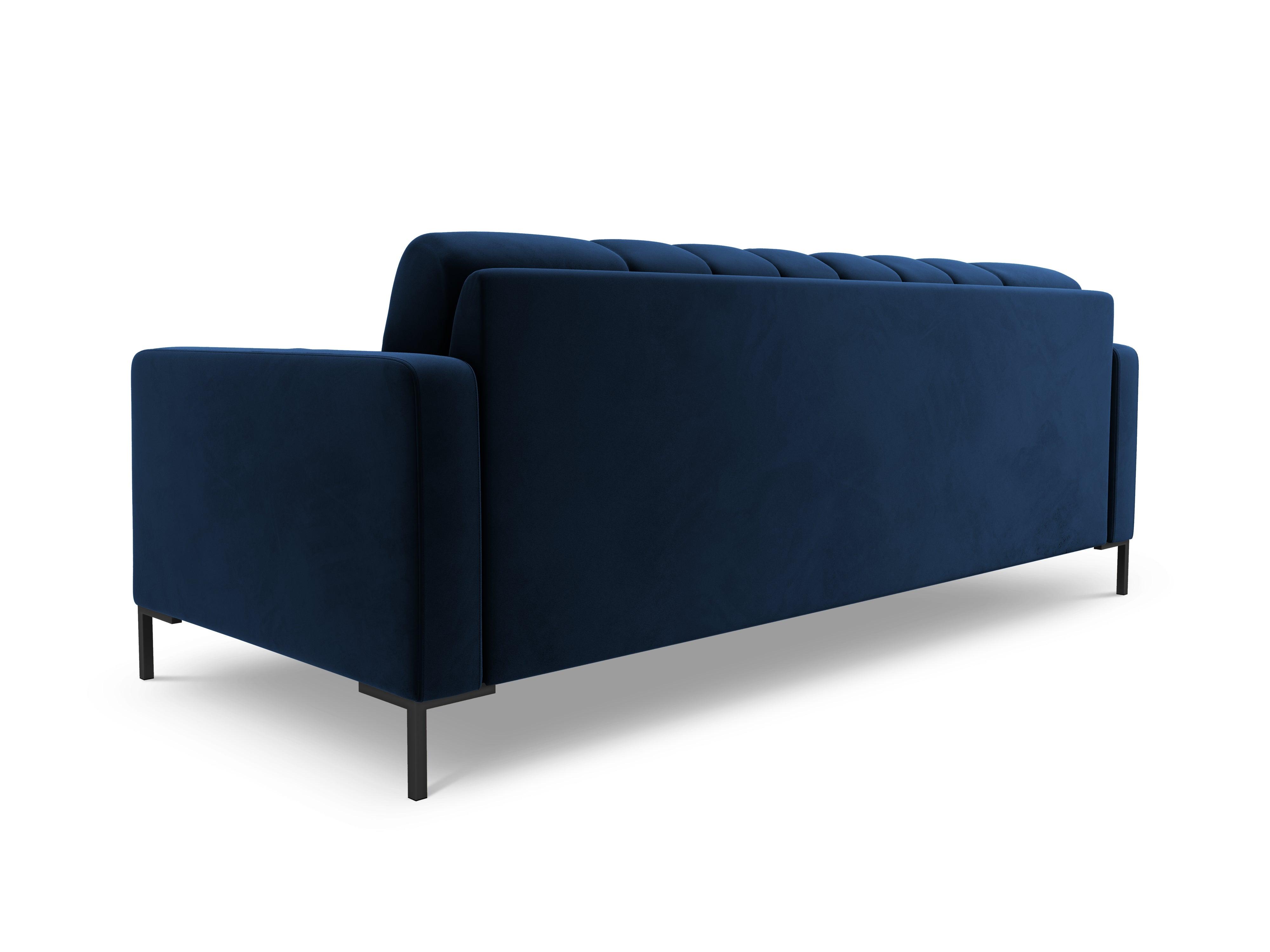 Sofa aksamitna 4-osobowa BALI granat królewski z czarną podstawą Cosmopolitan Design Eye on Design