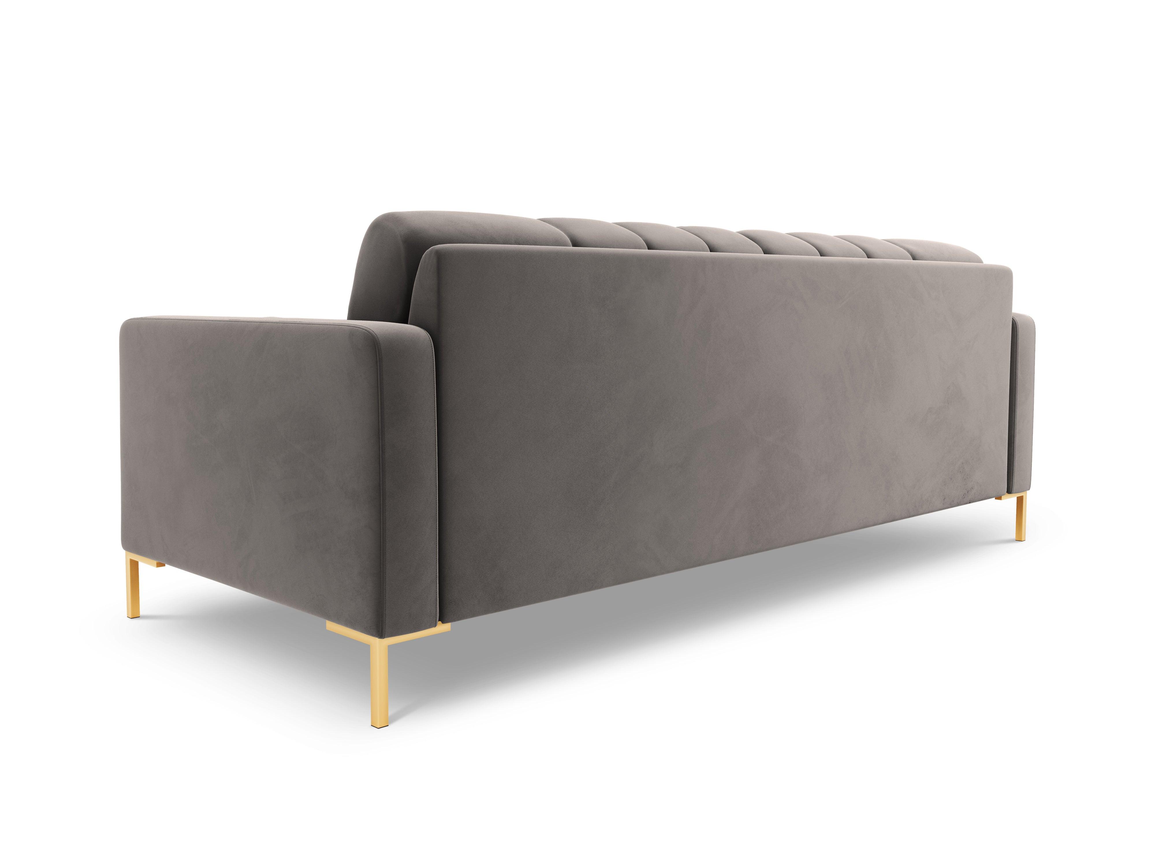 Sofa aksamitna 4-osobowa BALI jasnoszary ze złotą podstawą Cosmopolitan Design Eye on Design