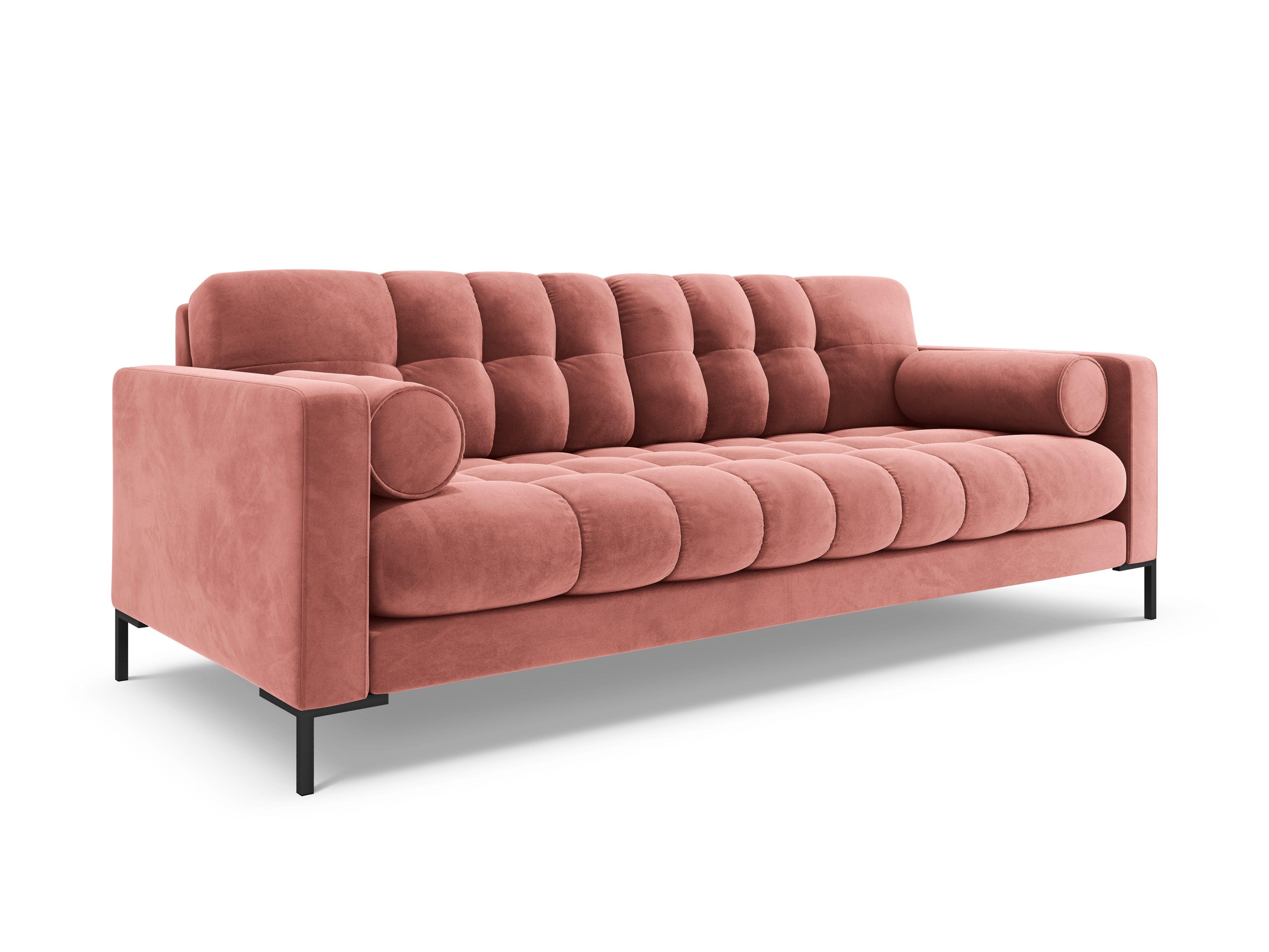 Sofa aksamitna 4-osobowa BALI różowy z czarną podstawą Cosmopolitan Design Eye on Design