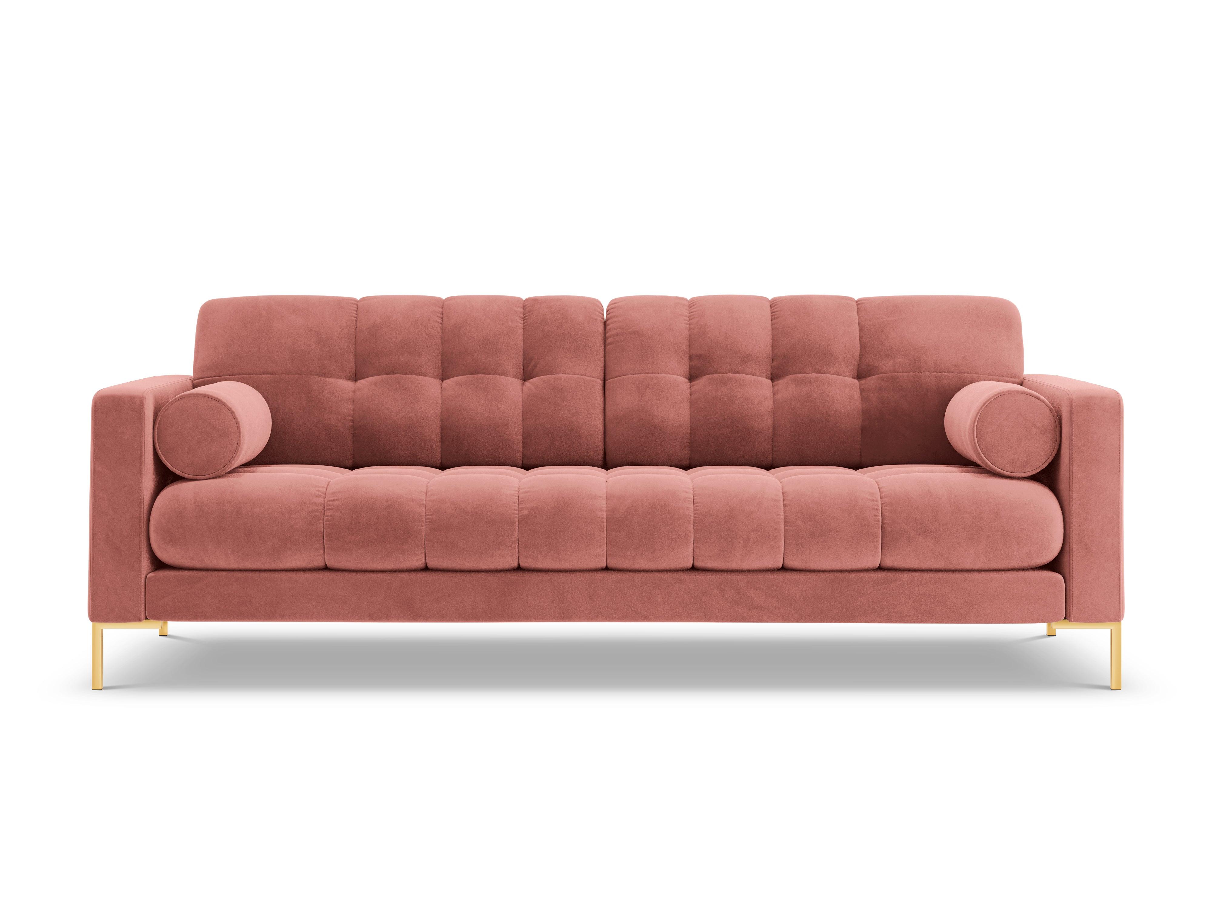 Sofa aksamitna 4-osobowa BALI różowy ze złotą podstawą Cosmopolitan Design Eye on Design