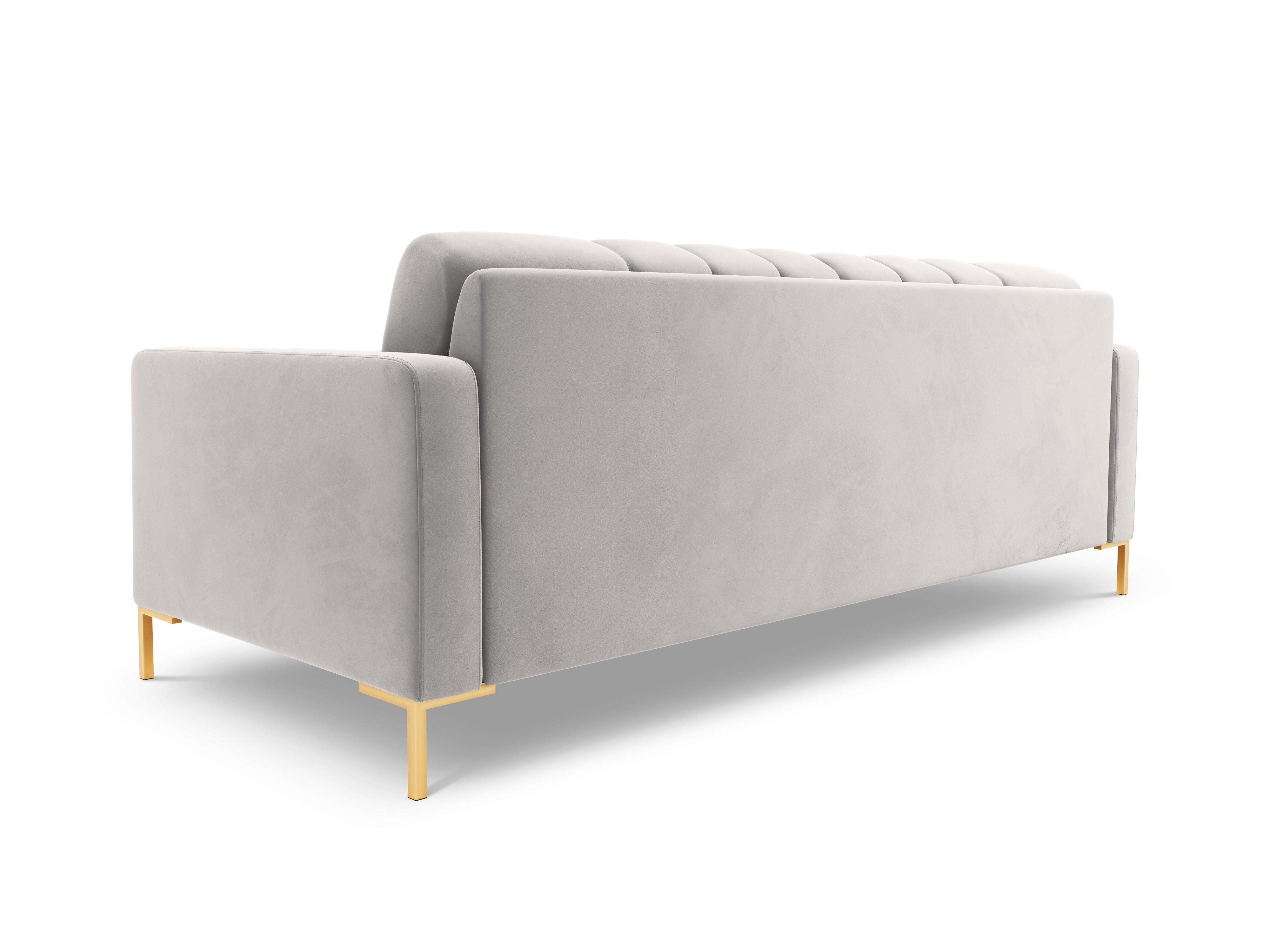 Sofa aksamitna 4-osobowa BALI srebrny ze złotą podstawą Cosmopolitan Design Eye on Design