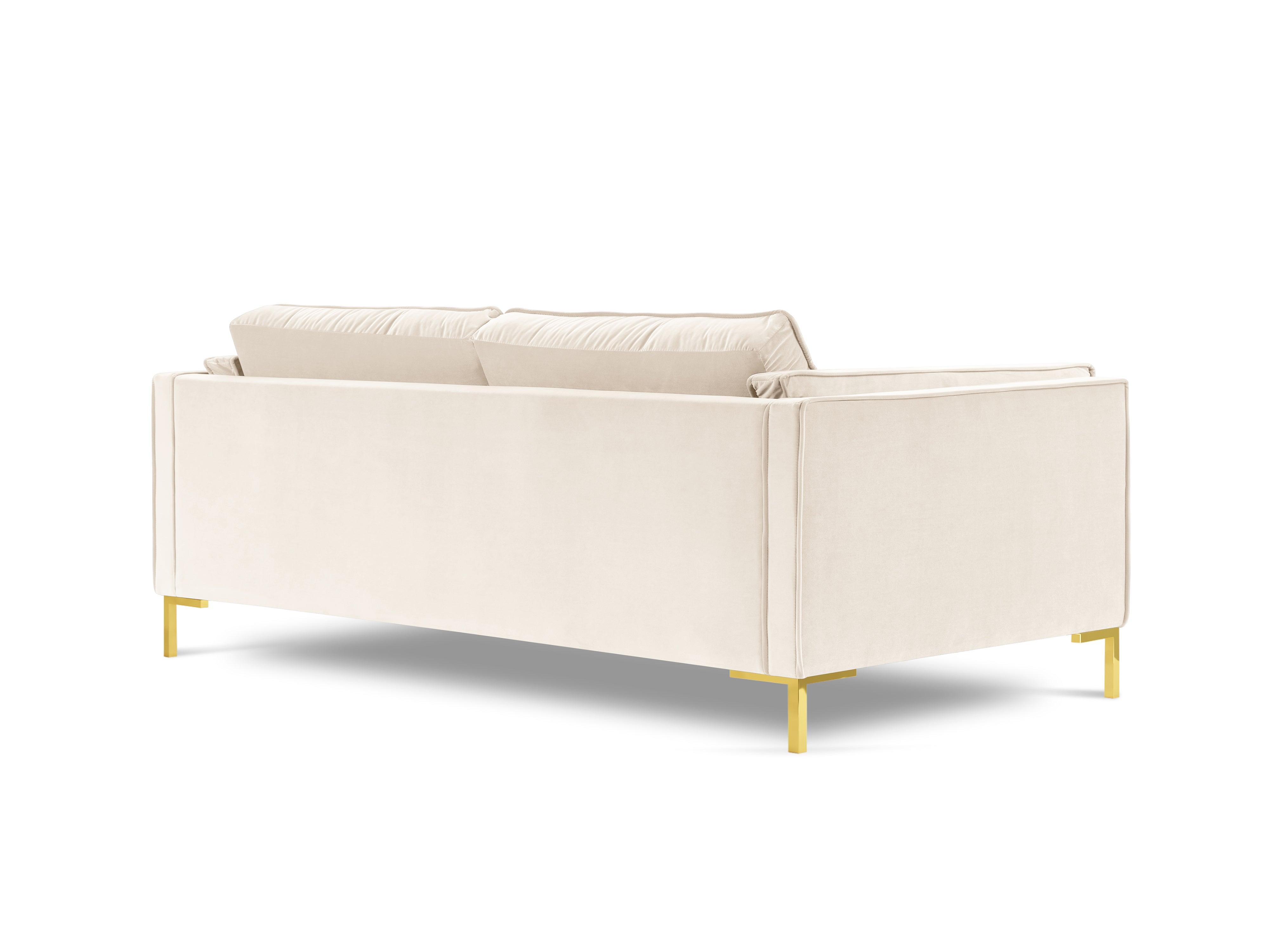 Sofa aksamitna 4-osobowa LUIS beżowy ze złotą podstawą Milo Casa Eye on Design