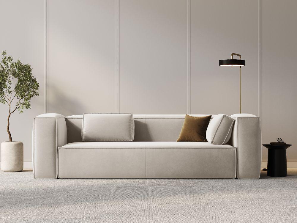 Sofa aksamitna 4-osobowa MACKAY jasnobeżowy Cosmopolitan Design Eye on Design