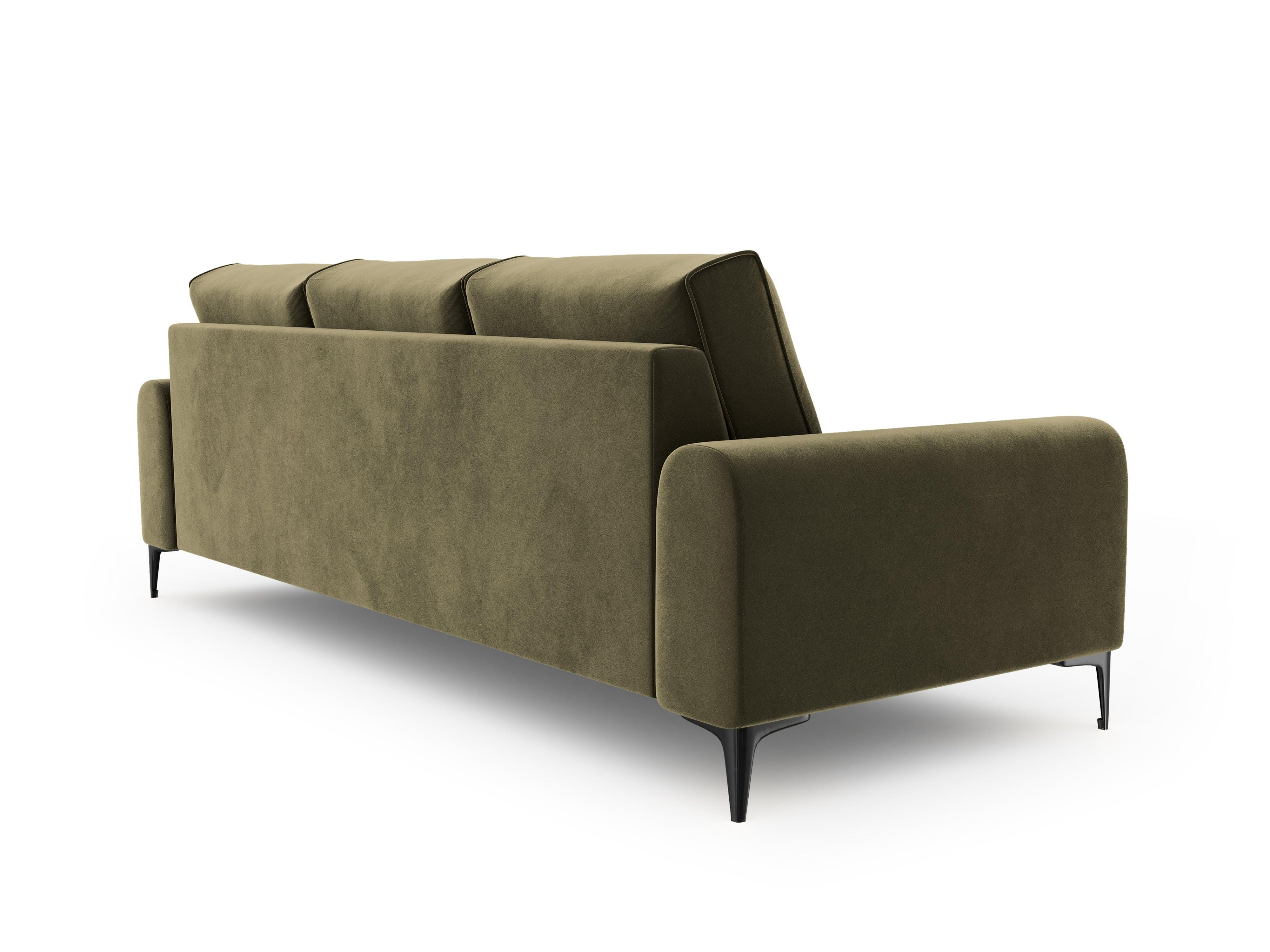 Sofa aksamitna 4-osobowa MADARA zielony z czarną podstawą Mazzini Sofas Eye on Design