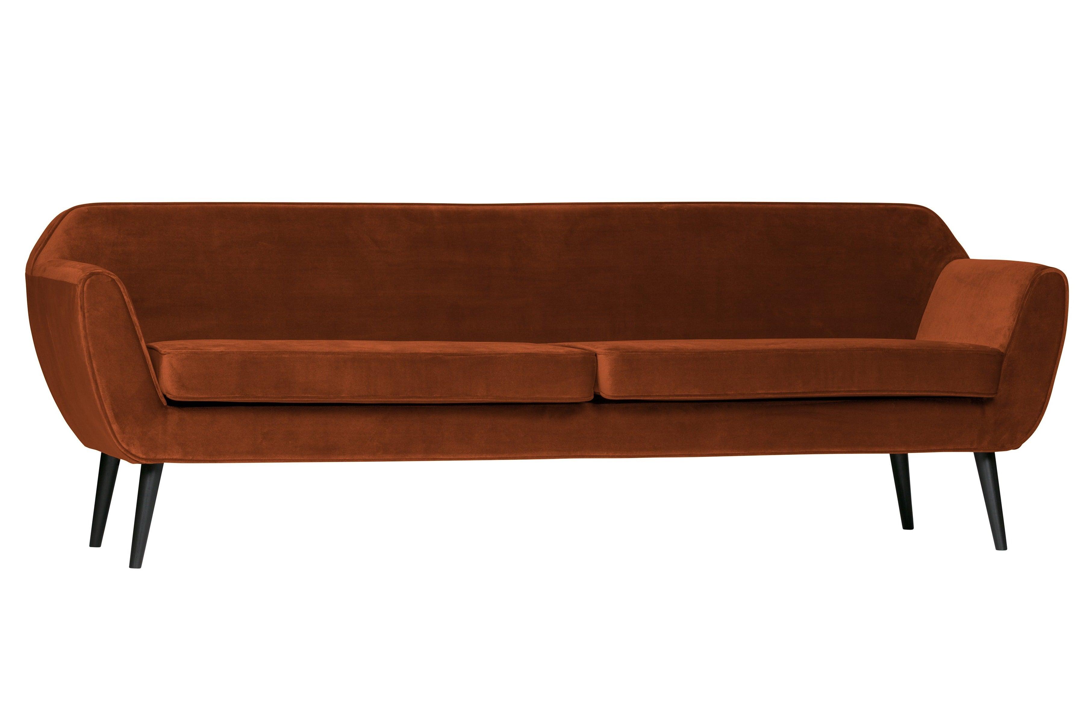 Sofa aksamitna 4-osobowa ROCCO terracotta Woood Eye on Design