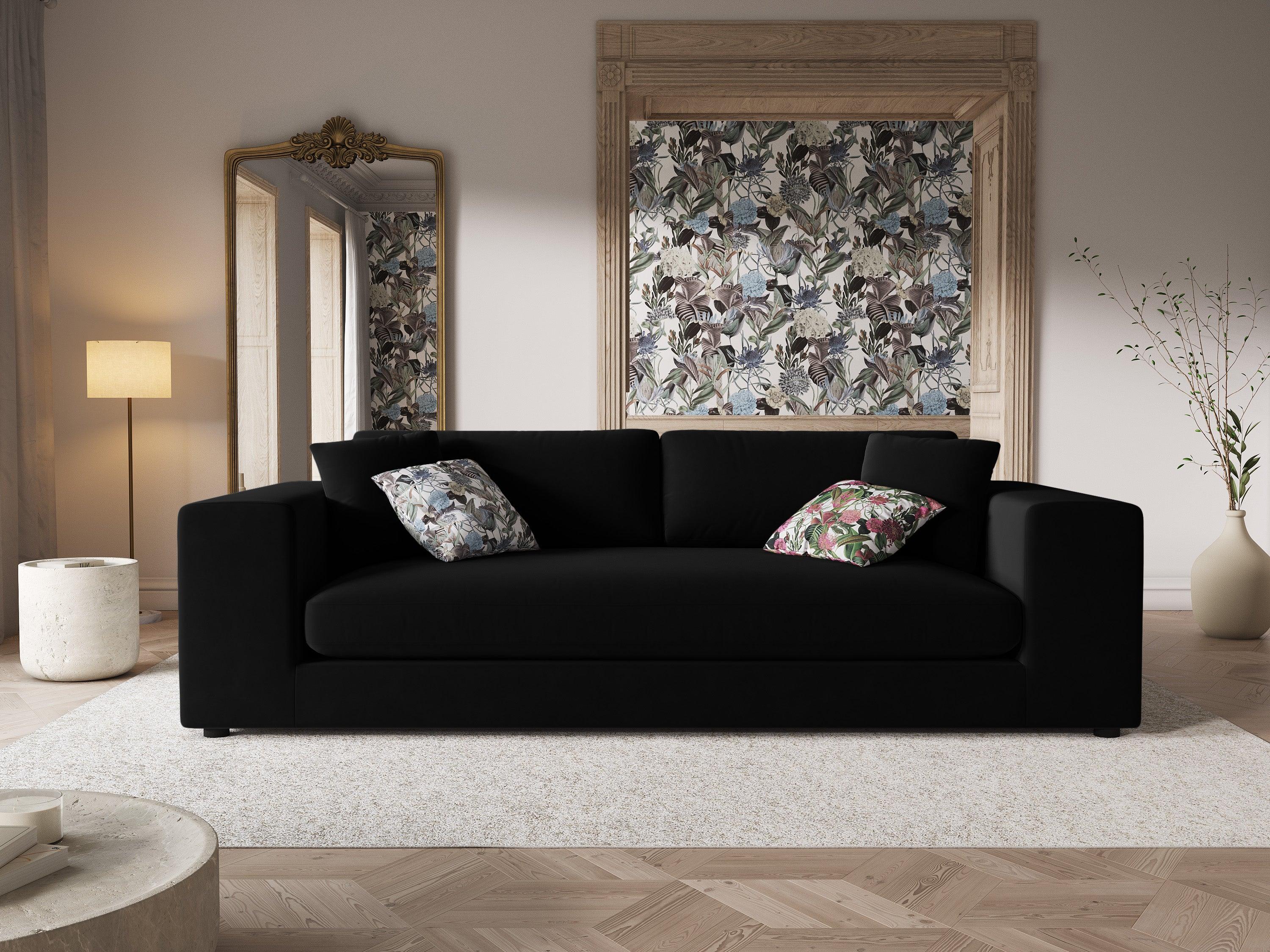Sofa aksamitna 4-osobowa TENDANCE czarny CXL by Christian Lacroix Eye on Design