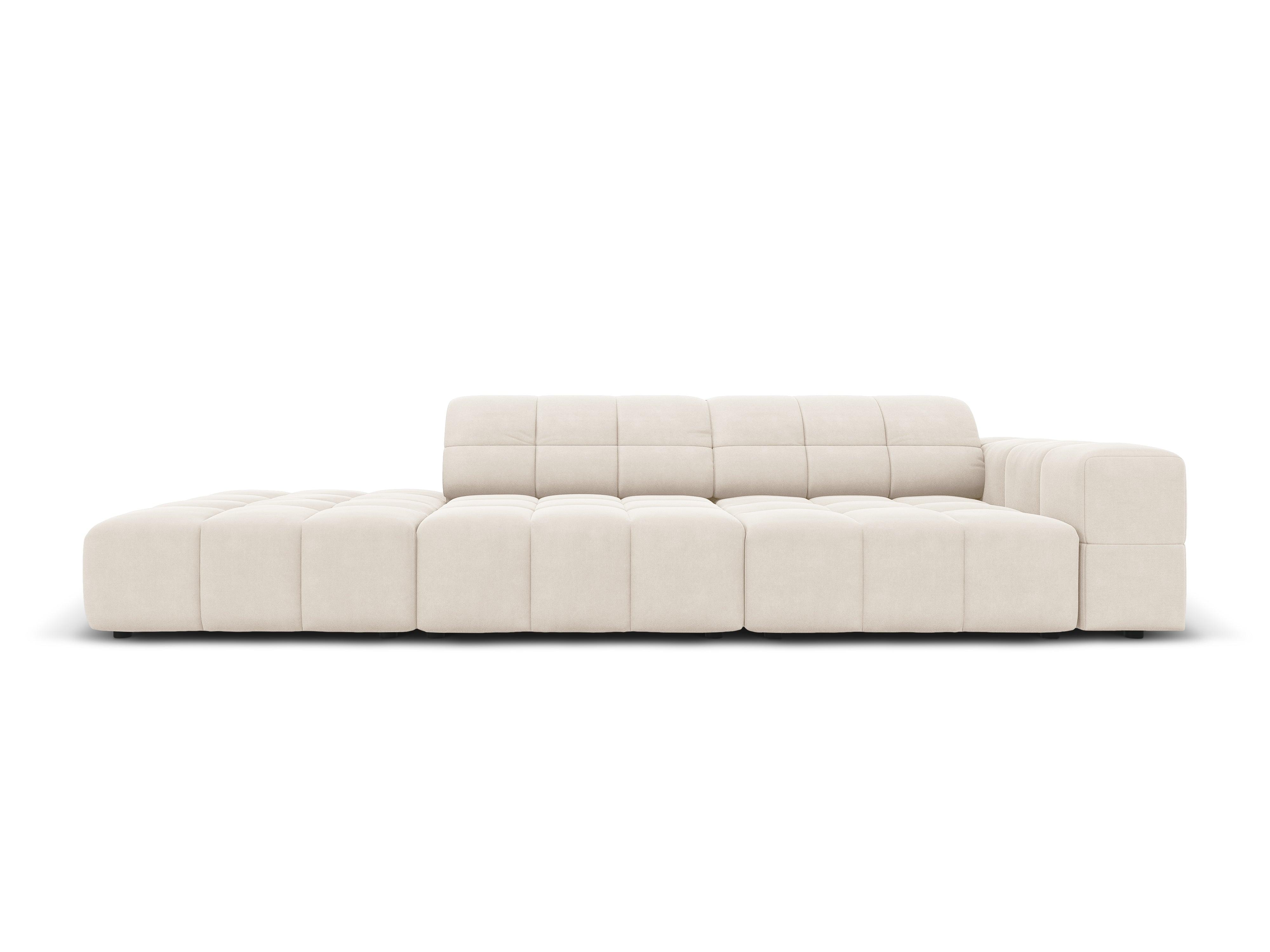 Sofa aksamitna lewostronna 3-osobowa CHICAGO jasnobeżowy Cosmopolitan Design Eye on Design