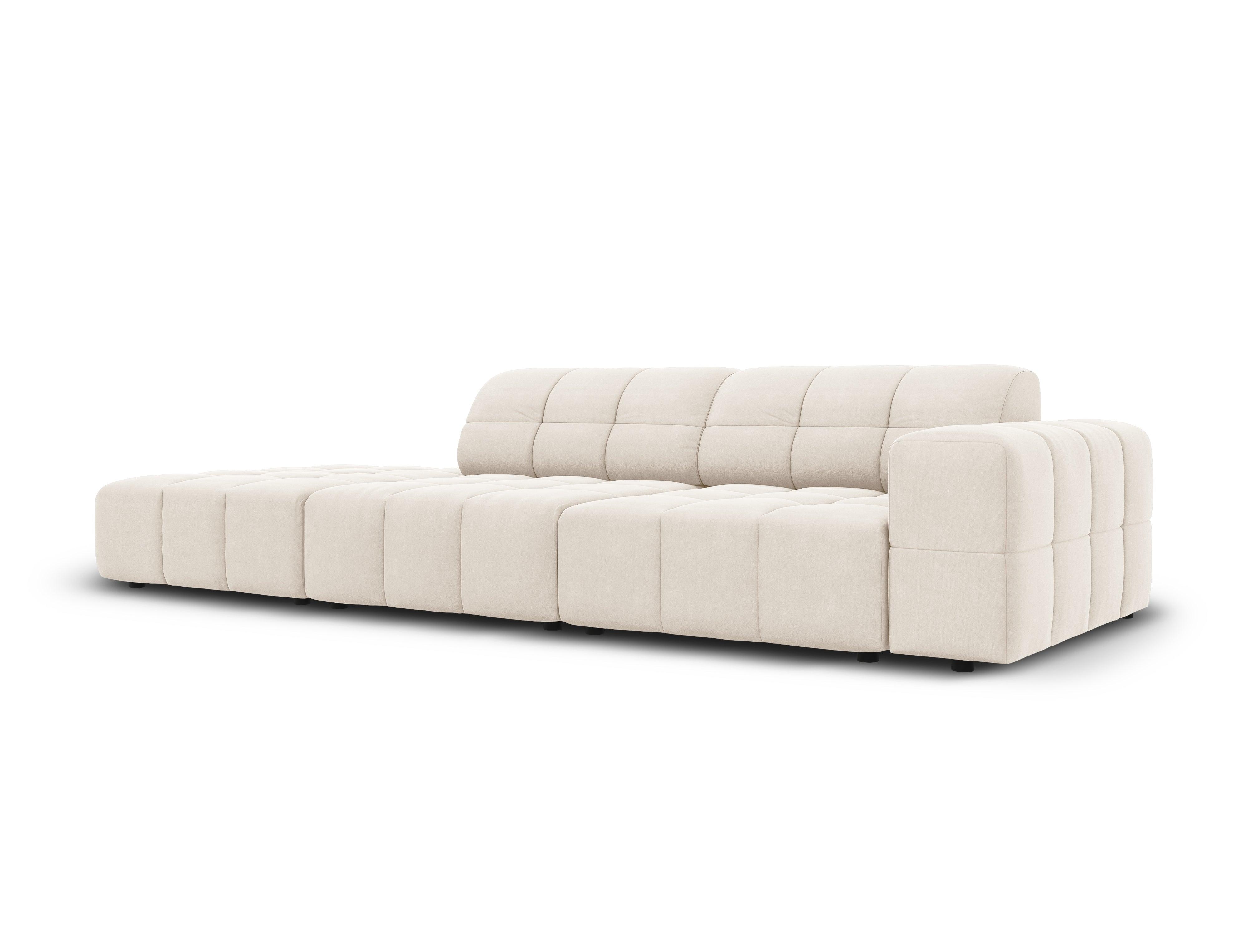 Sofa aksamitna lewostronna 3-osobowa CHICAGO jasnobeżowy Cosmopolitan Design Eye on Design