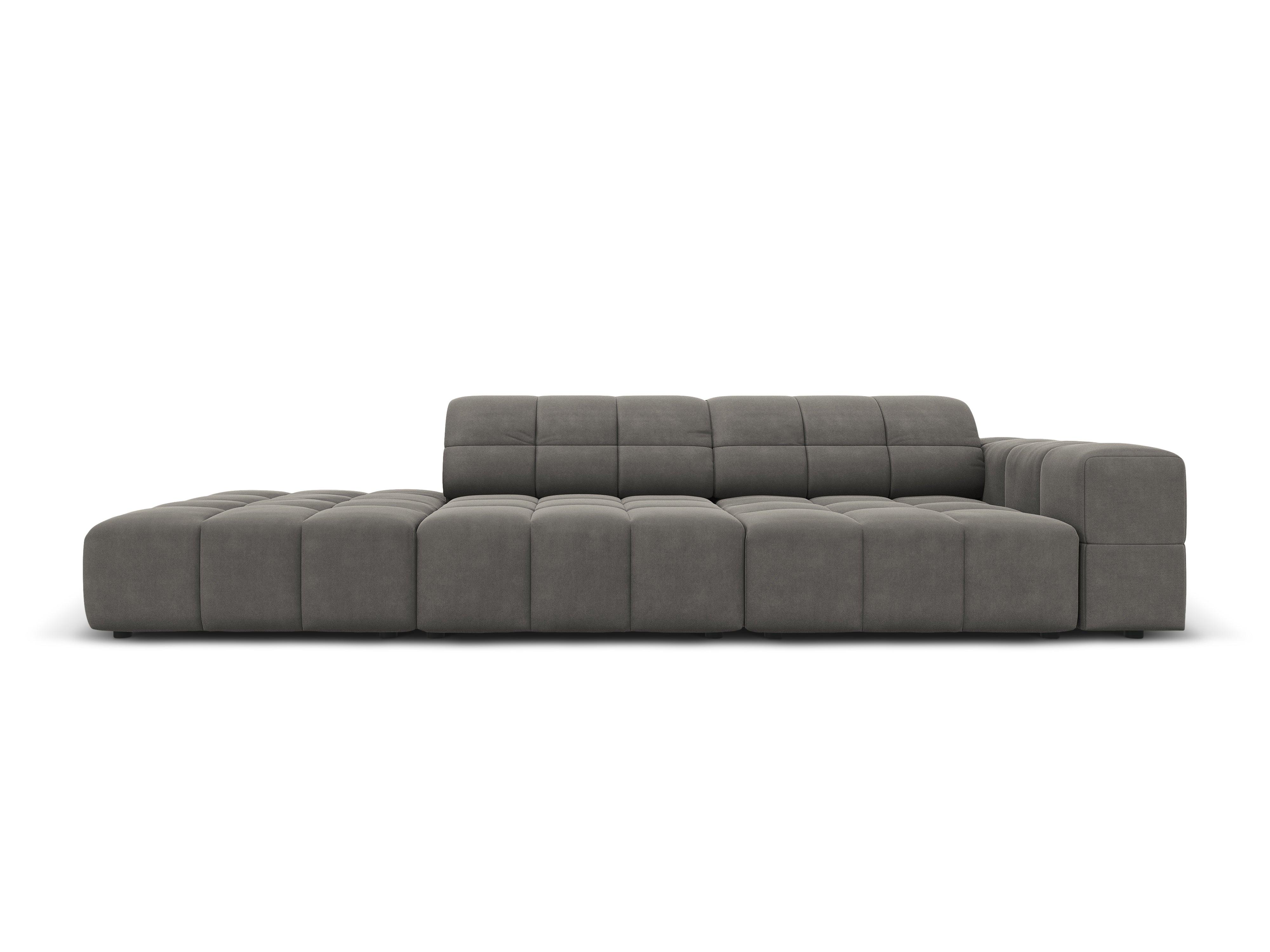 Sofa aksamitna lewostronna 3-osobowa CHICAGO szary Cosmopolitan Design Eye on Design
