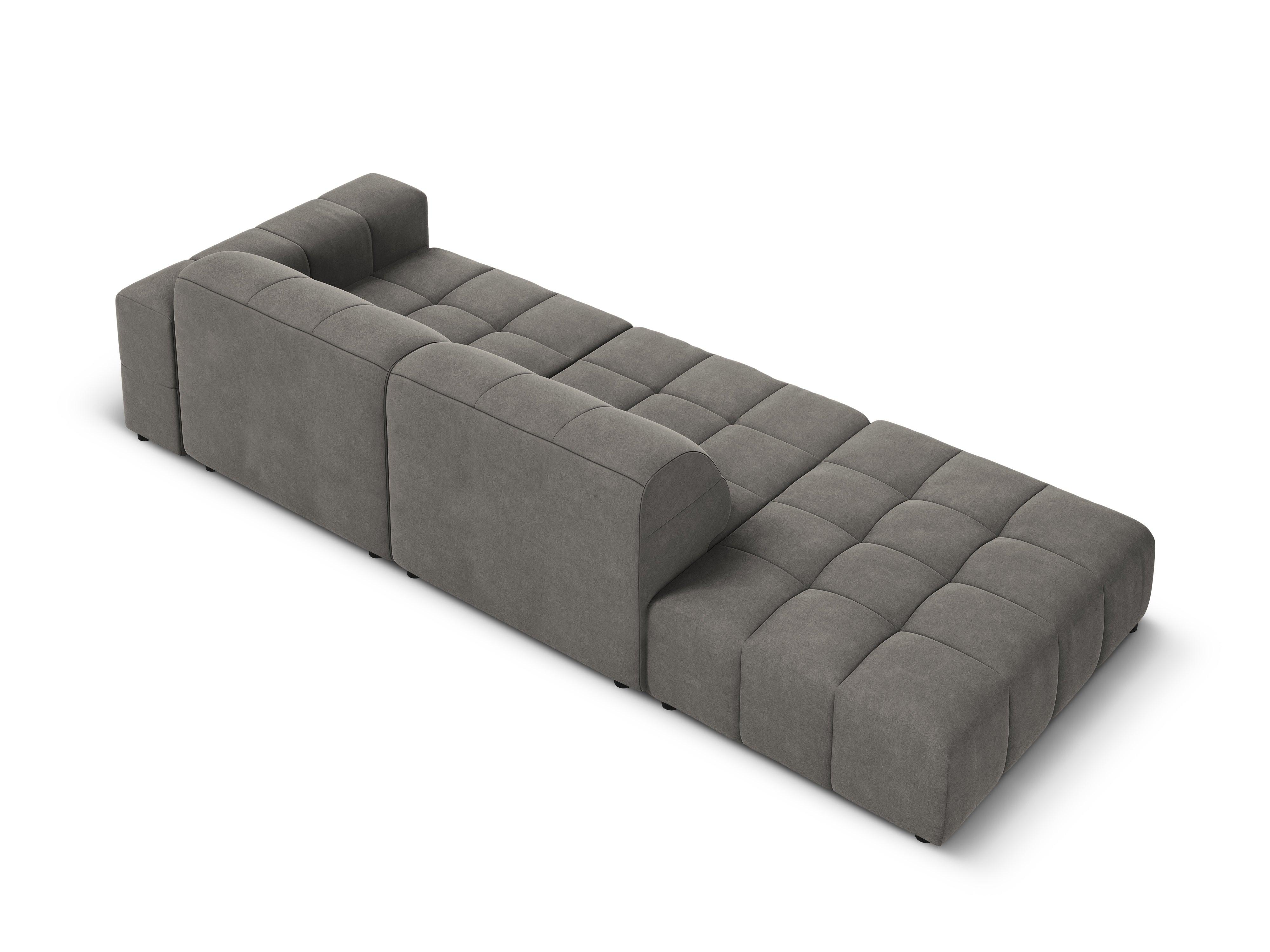 Sofa aksamitna lewostronna 3-osobowa CHICAGO szary Cosmopolitan Design Eye on Design