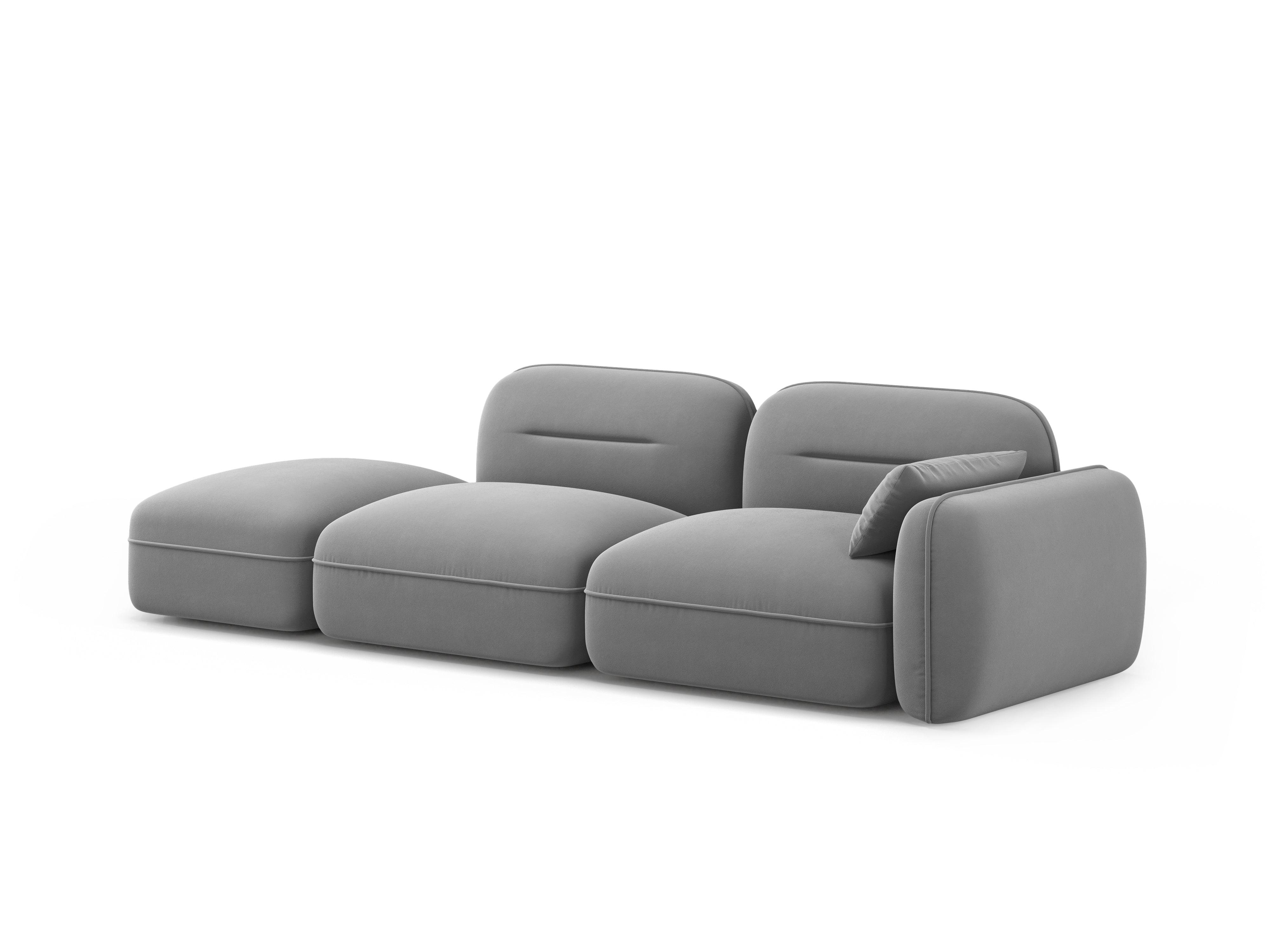 Sofa modułowa aksamitna lewostronna 3-osobowa SYDNEY jasnoszary Cosmopolitan Design Eye on Design