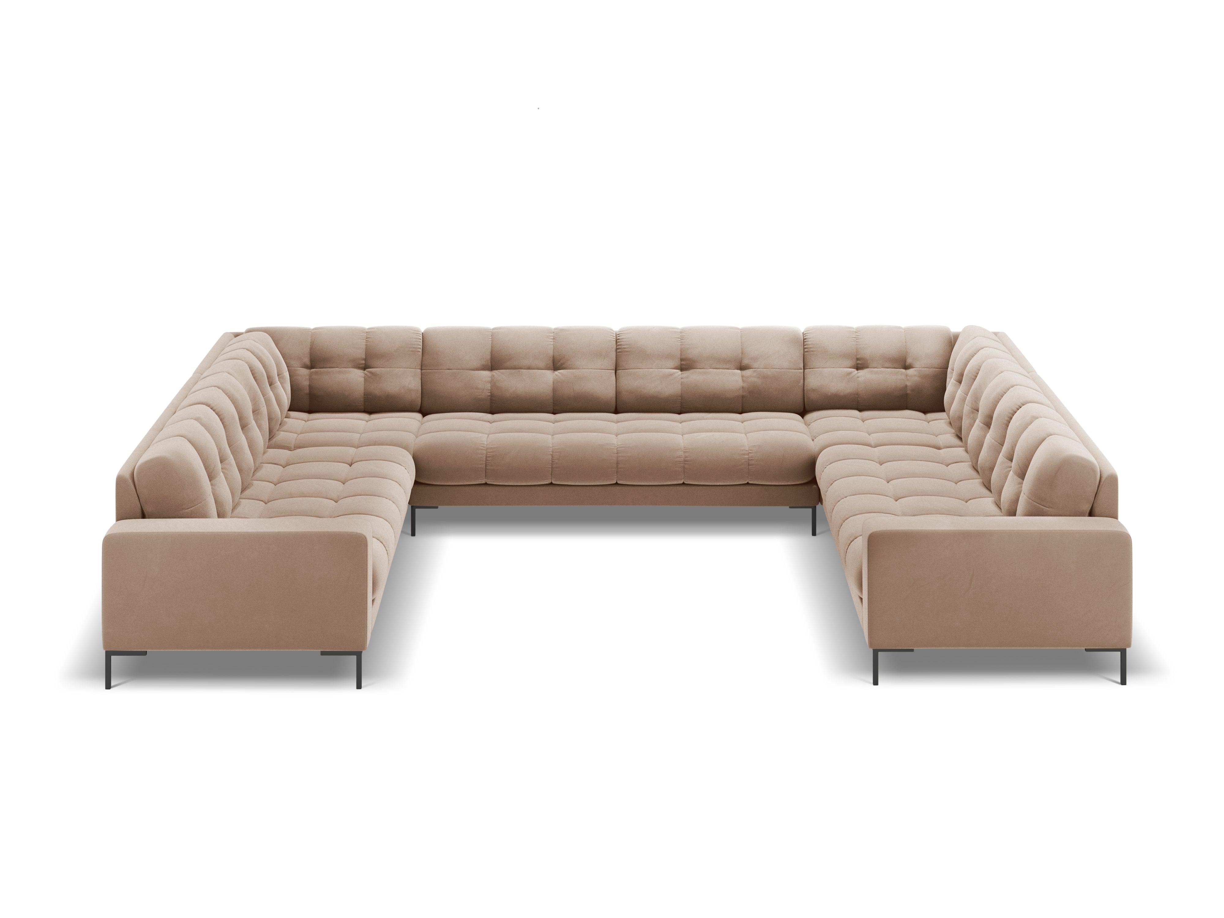 Sofa aksamitna panoramiczna 9-osobowa BALI beżowy z czarną podstawą Cosmopolitan Design Eye on Design