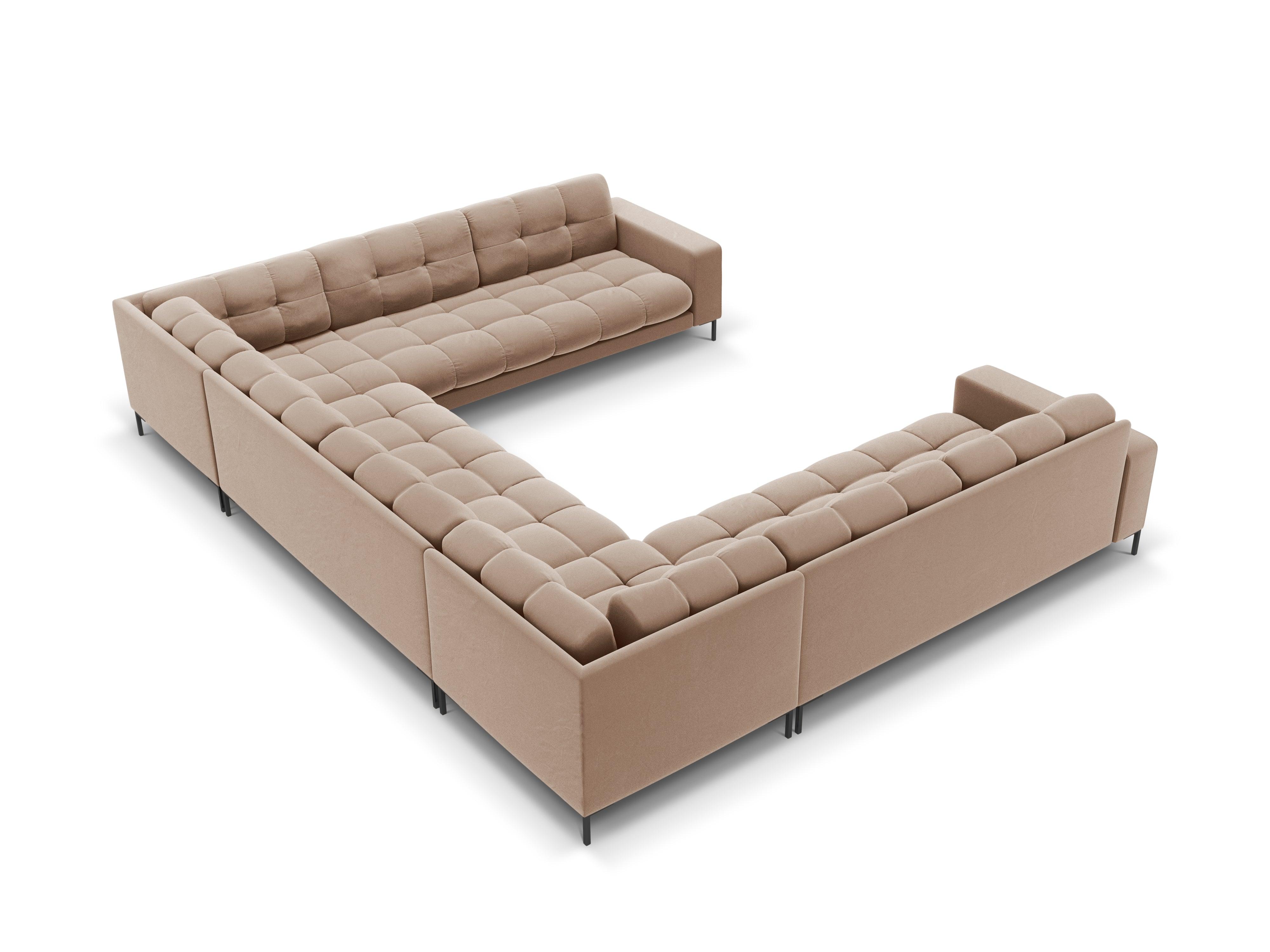 Sofa aksamitna panoramiczna 9-osobowa BALI beżowy z czarną podstawą Cosmopolitan Design Eye on Design