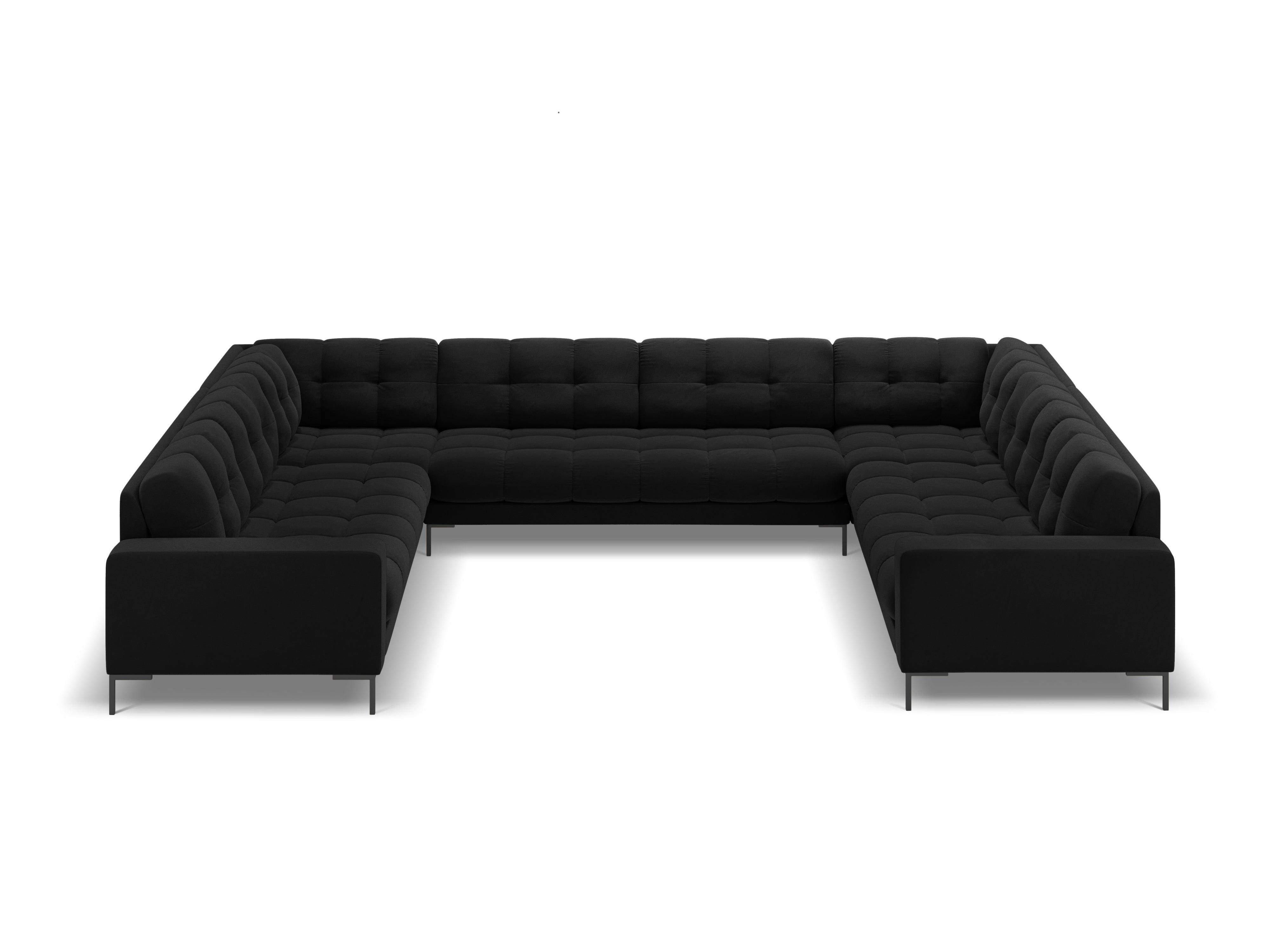 Sofa aksamitna panoramiczna 9-osobowa BALI czarny z czarną podstawą Cosmopolitan Design Eye on Design