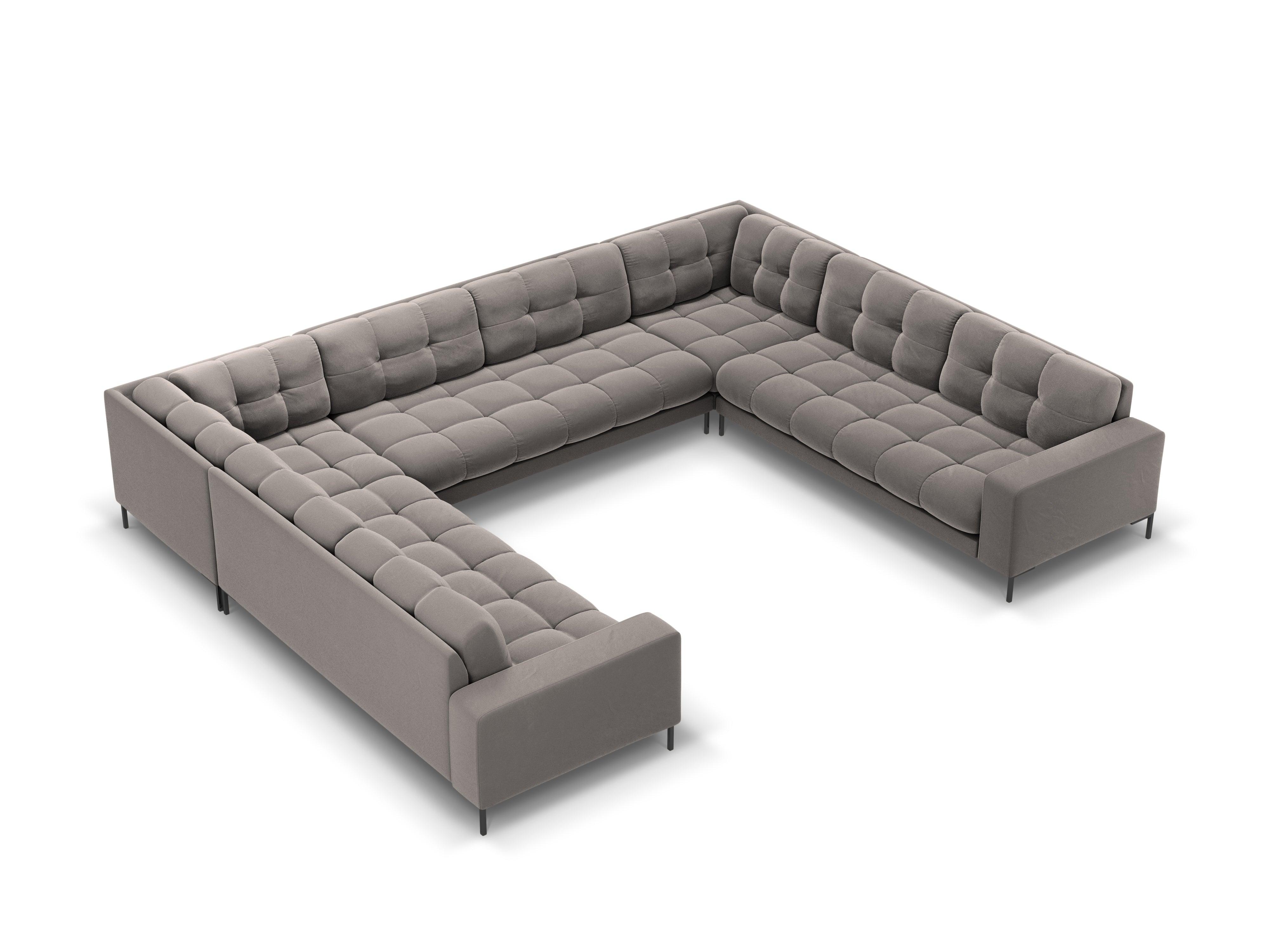 Sofa aksamitna panoramiczna 9-osobowa BALI jasnoszary z czarną podstawą Cosmopolitan Design Eye on Design