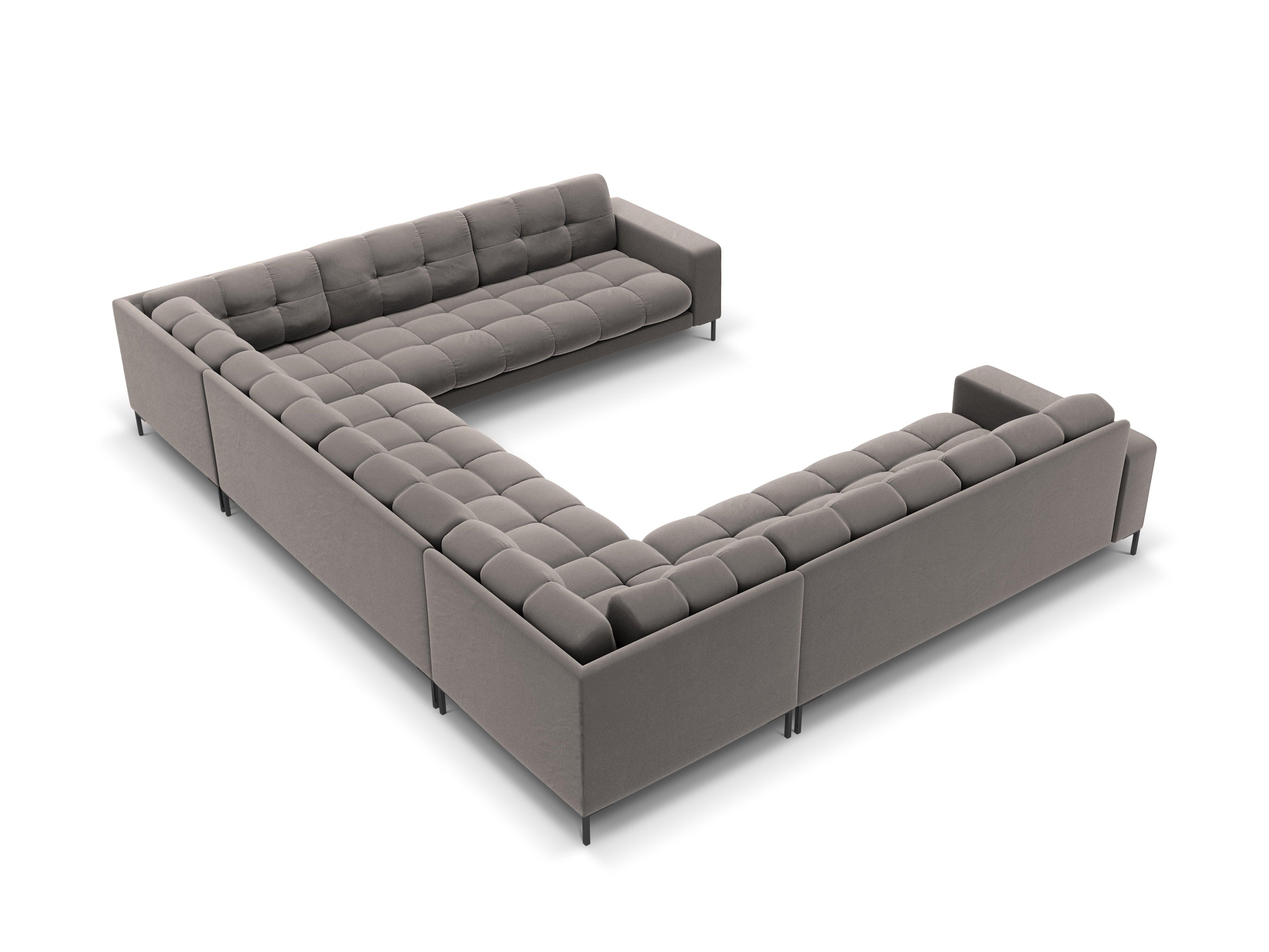 Sofa aksamitna panoramiczna 9-osobowa BALI jasnoszary z czarną podstawą Cosmopolitan Design Eye on Design