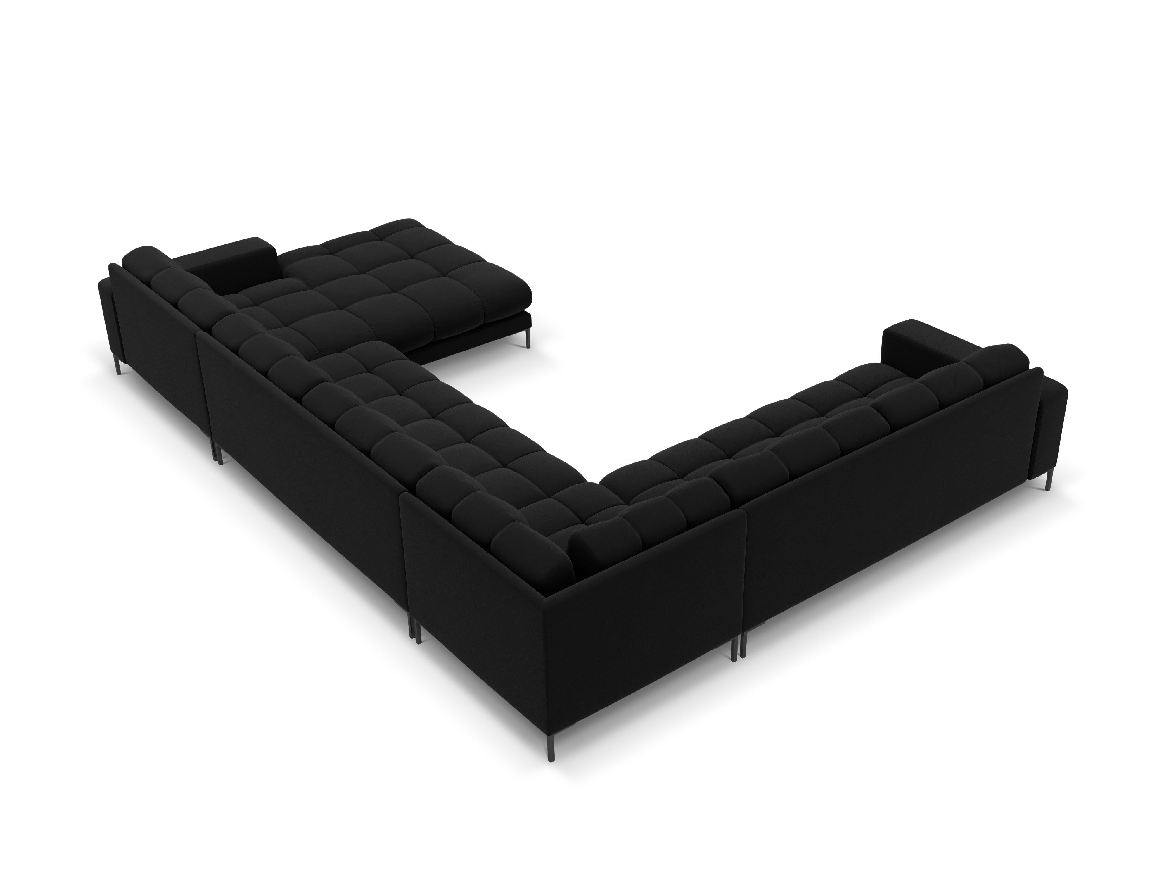 Sofa aksamitna panoramiczna lewostronna 7-osobowa BALI czarny z czarną podstawą Cosmopolitan Design Eye on Design