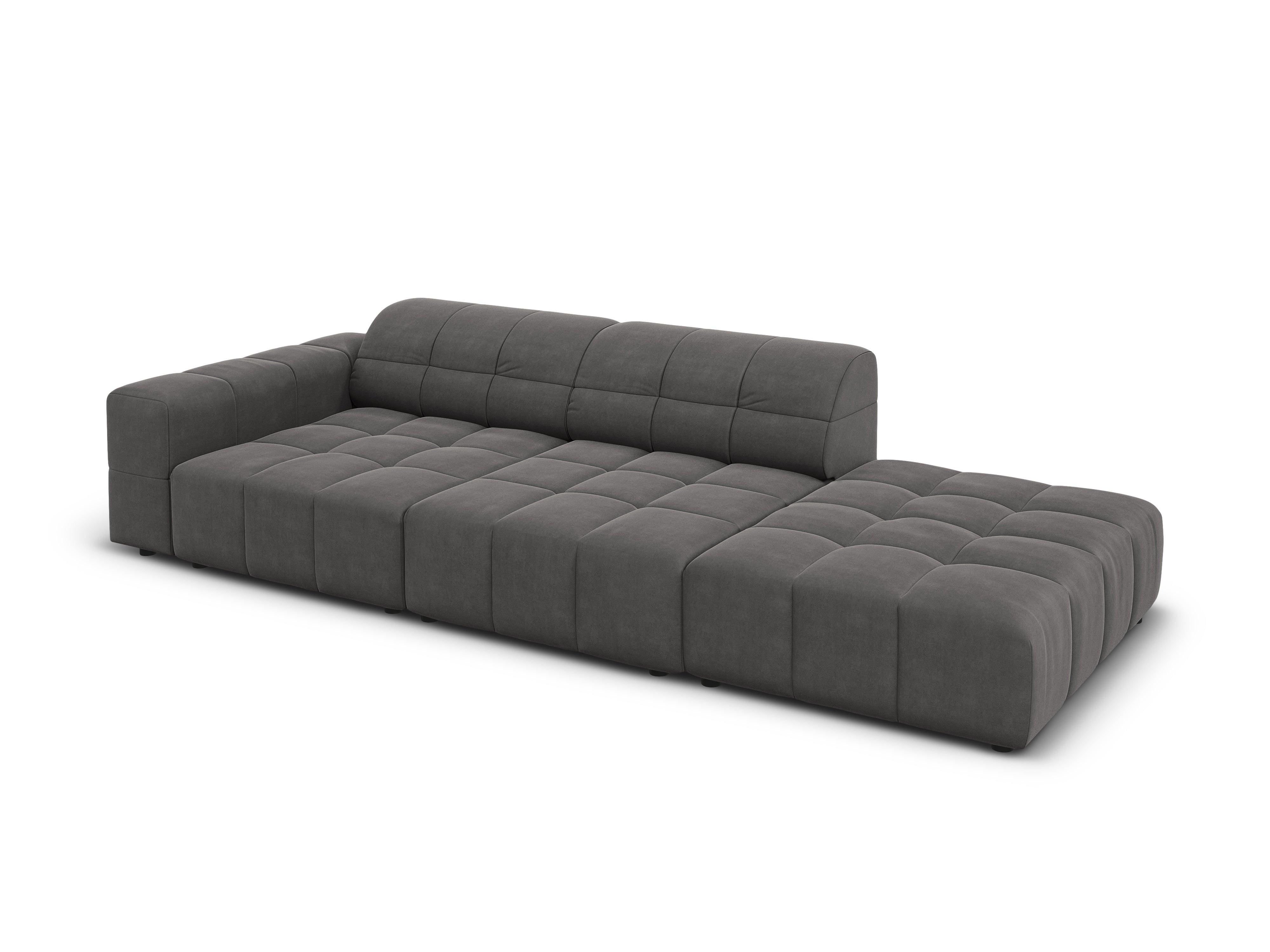 Sofa aksamitna prawostronna 3-osobowa CHICAGO ciemnoszary Cosmopolitan Design Eye on Design