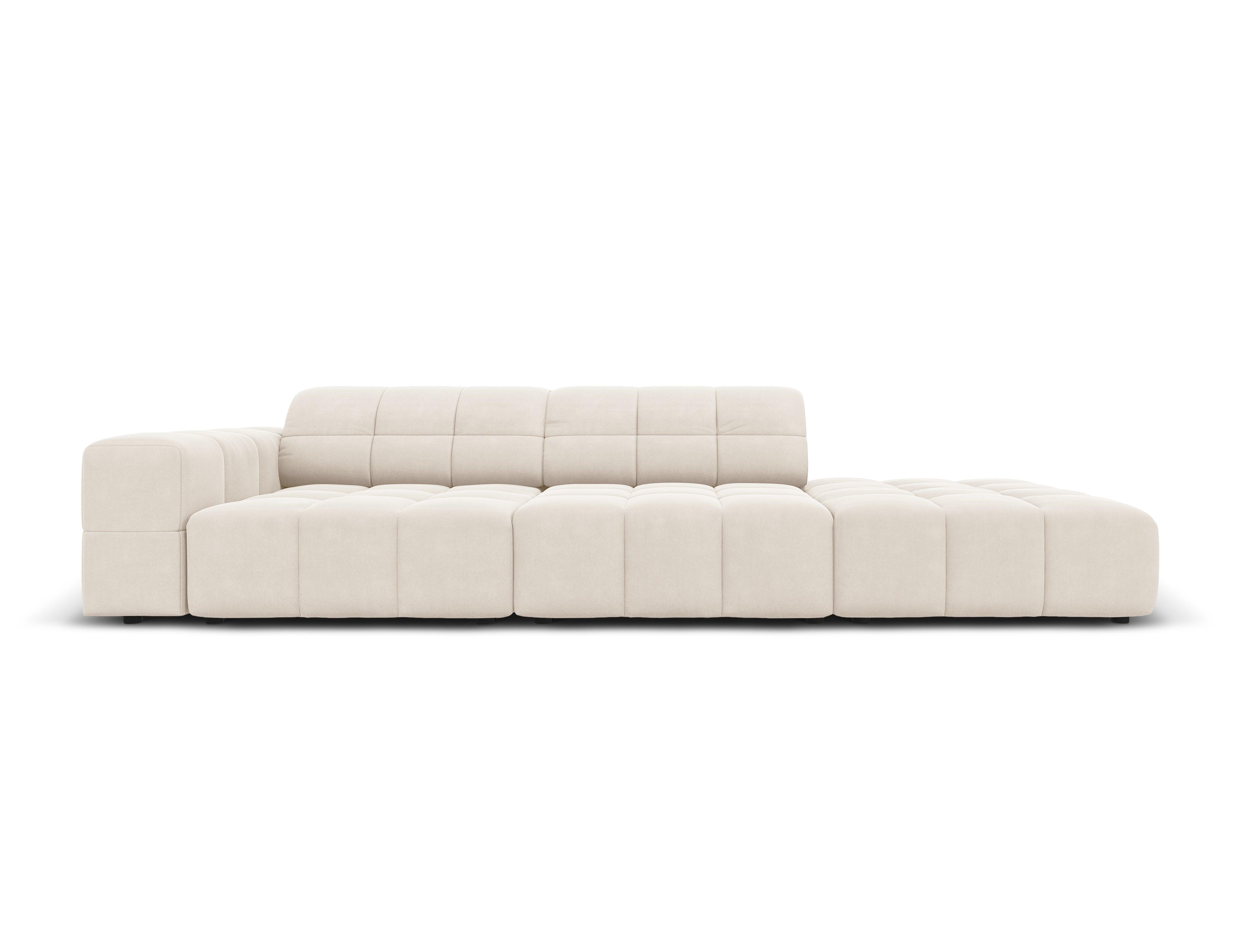 Sofa aksamitna prawostronna 3-osobowa CHICAGO jasnobeżowy Cosmopolitan Design Eye on Design