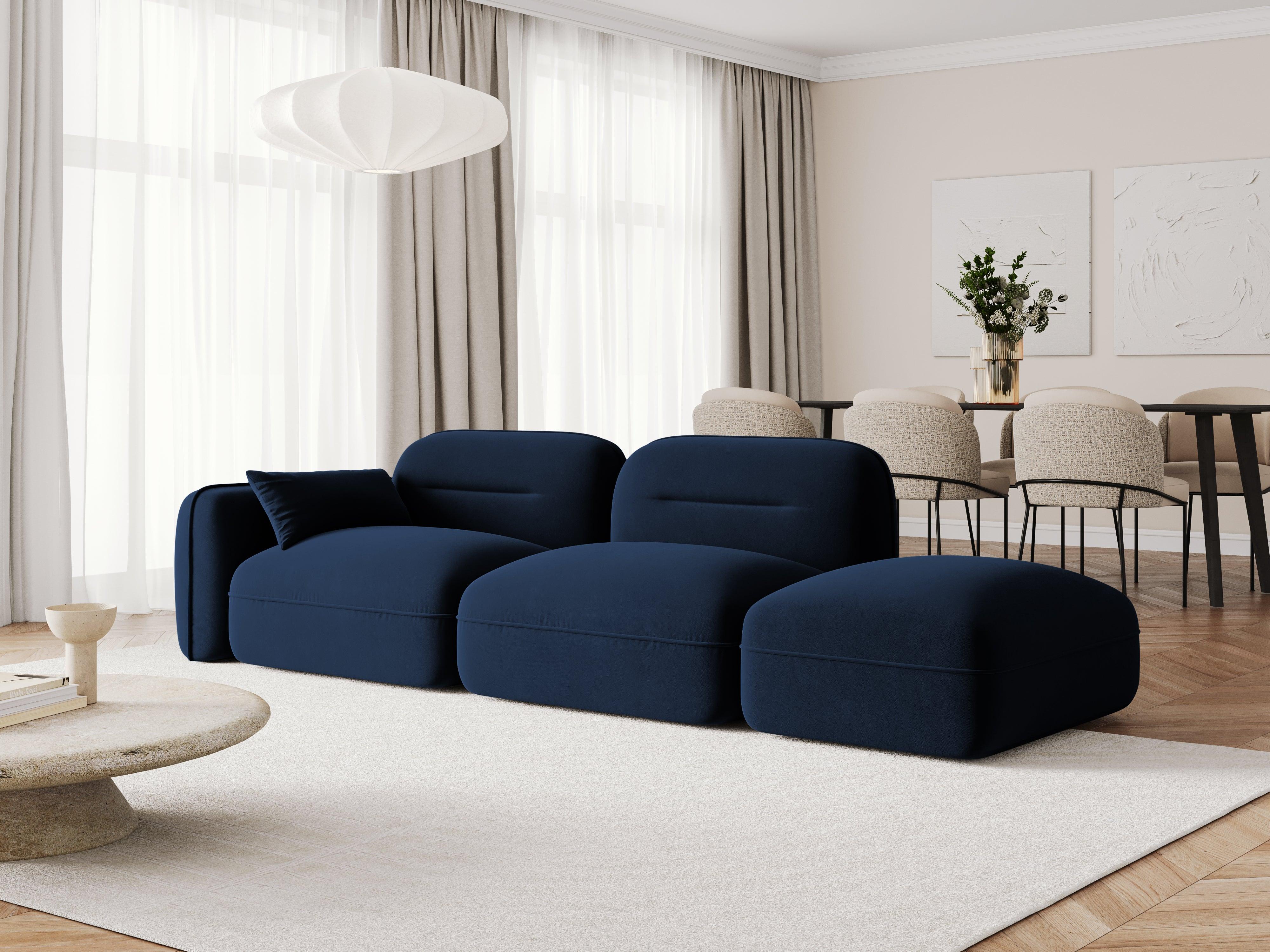 Sofa modułowa aksamitna prawostronna 3-osobowa SYDNEY granat królewski Cosmopolitan Design Eye on Design