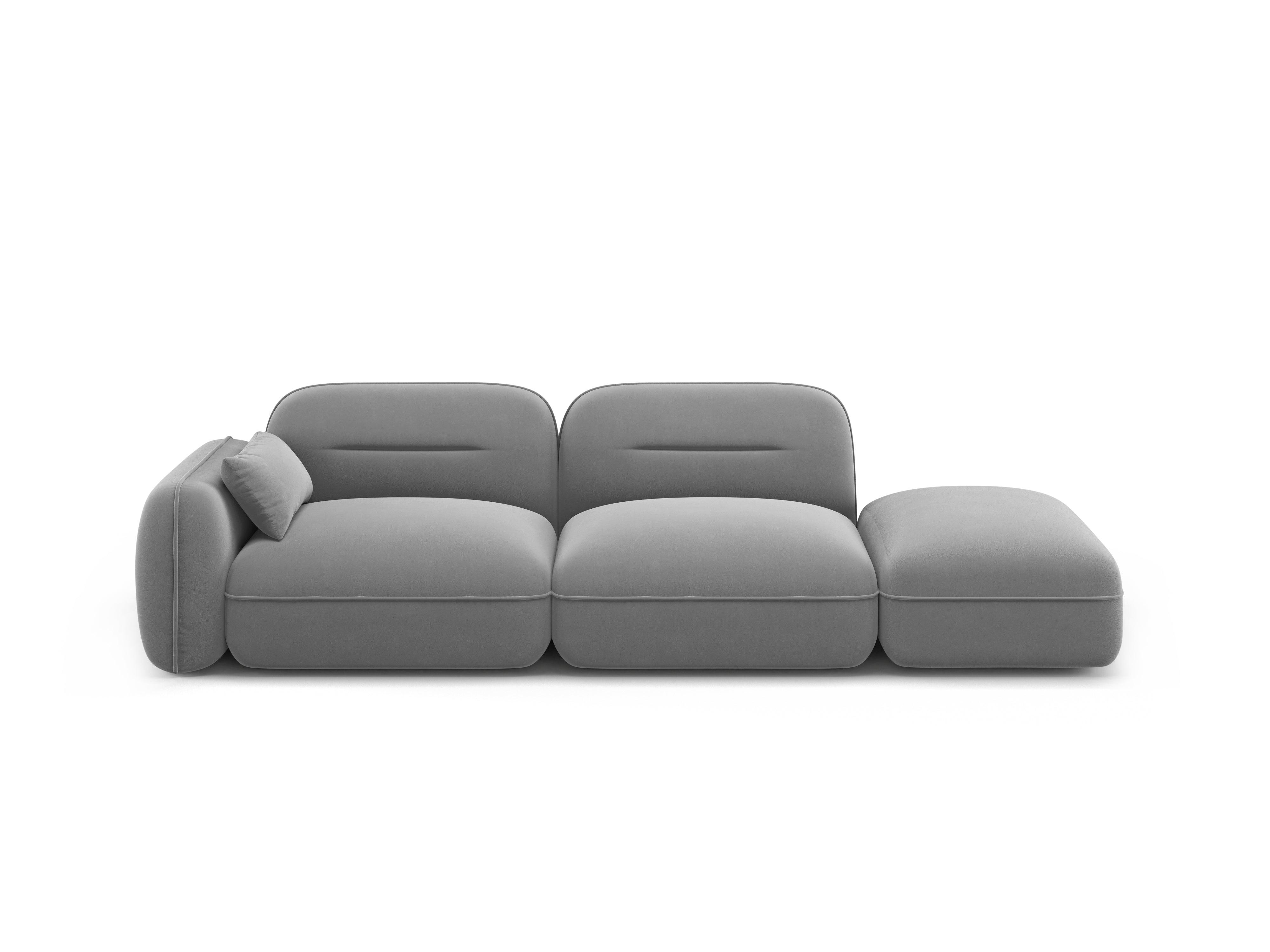Sofa modułowa aksamitna prawostronna 3-osobowa SYDNEY jasnoszary Cosmopolitan Design Eye on Design