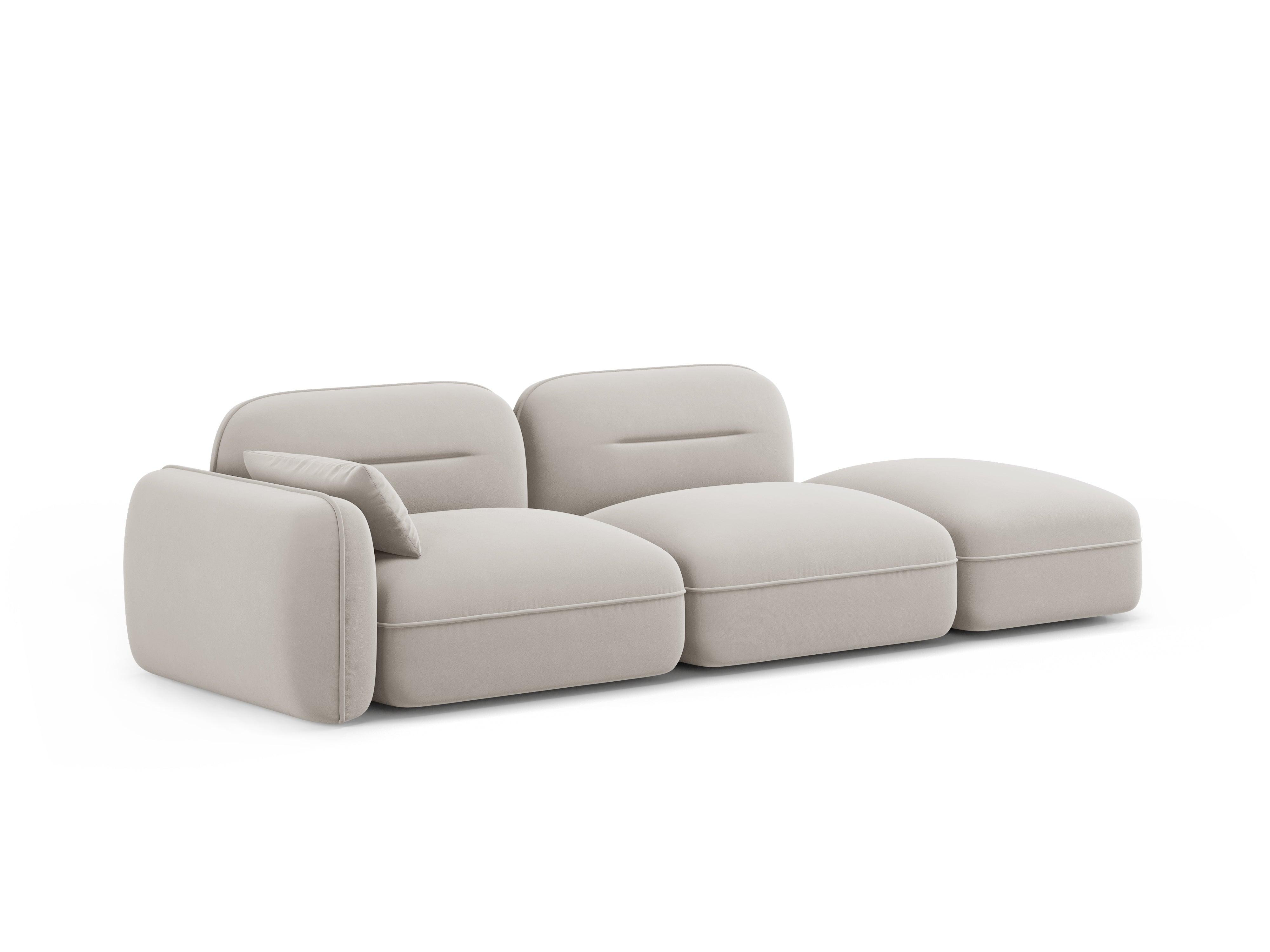 Sofa modułowa aksamitna prawostronna 3-osobowa SYDNEY kość słoniowa Cosmopolitan Design Eye on Design