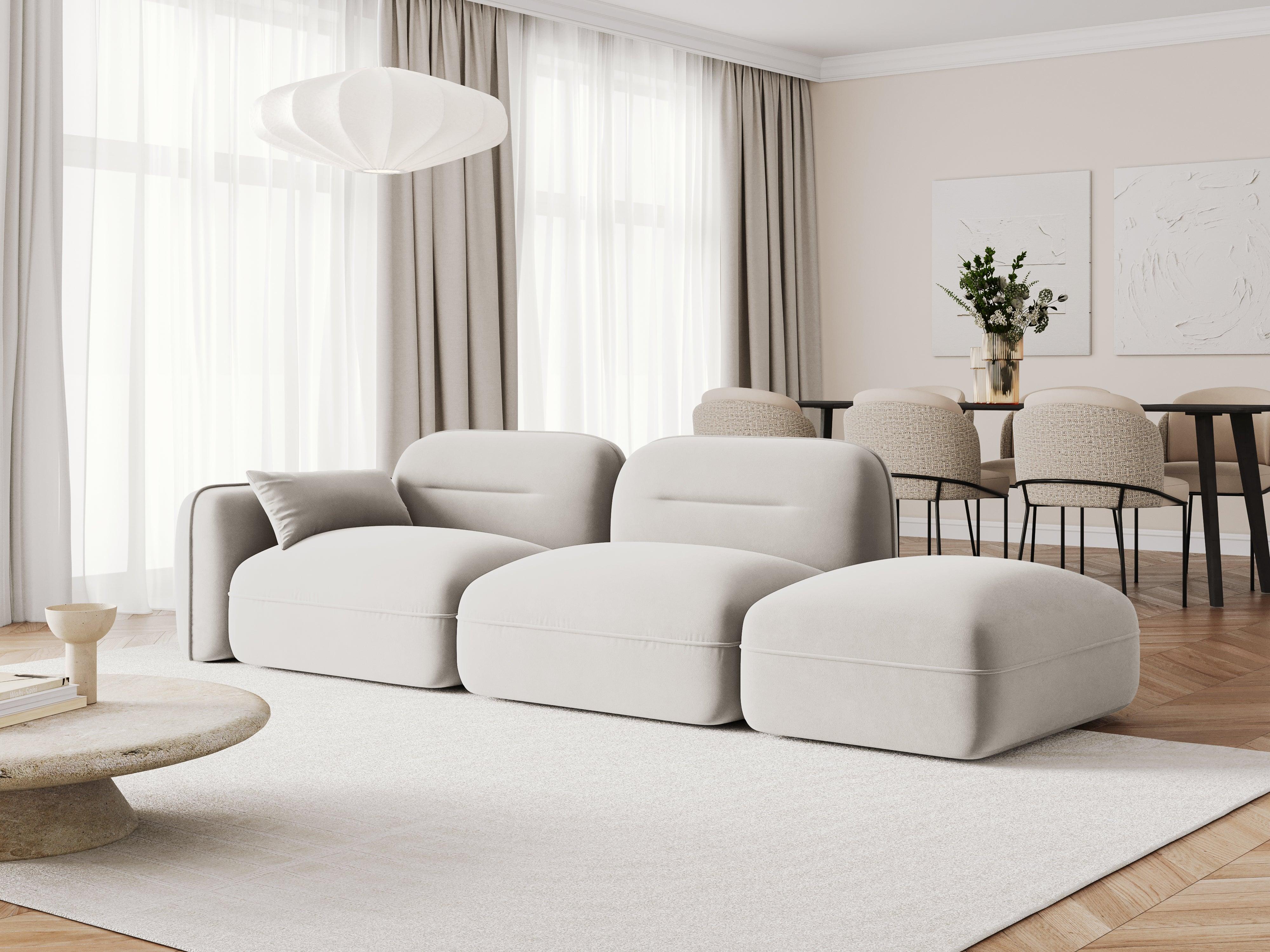 Sofa modułowa aksamitna prawostronna 3-osobowa SYDNEY kość słoniowa Cosmopolitan Design Eye on Design